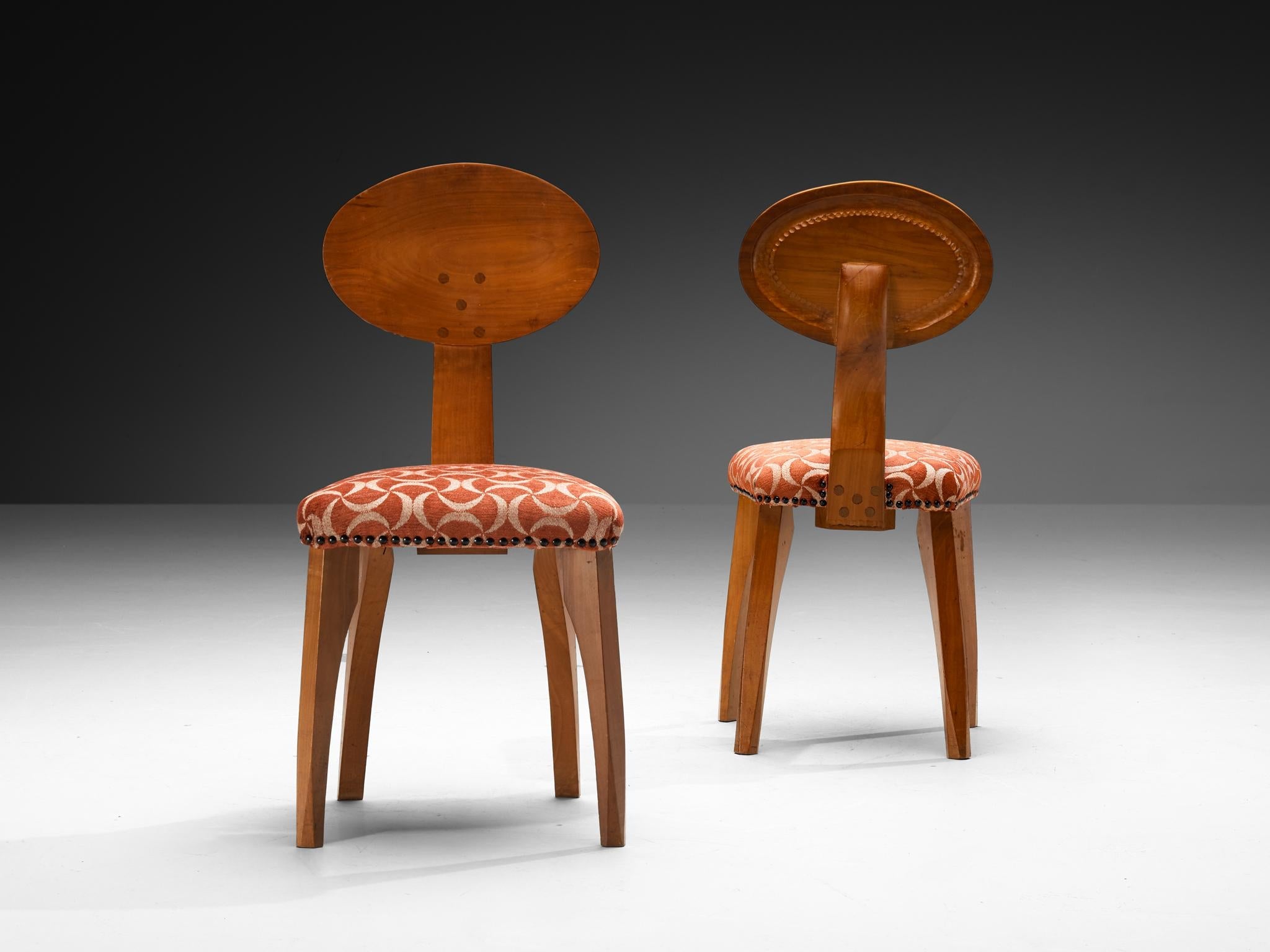 Mid-century French Artisan Dining Chairs in Cherry Wood