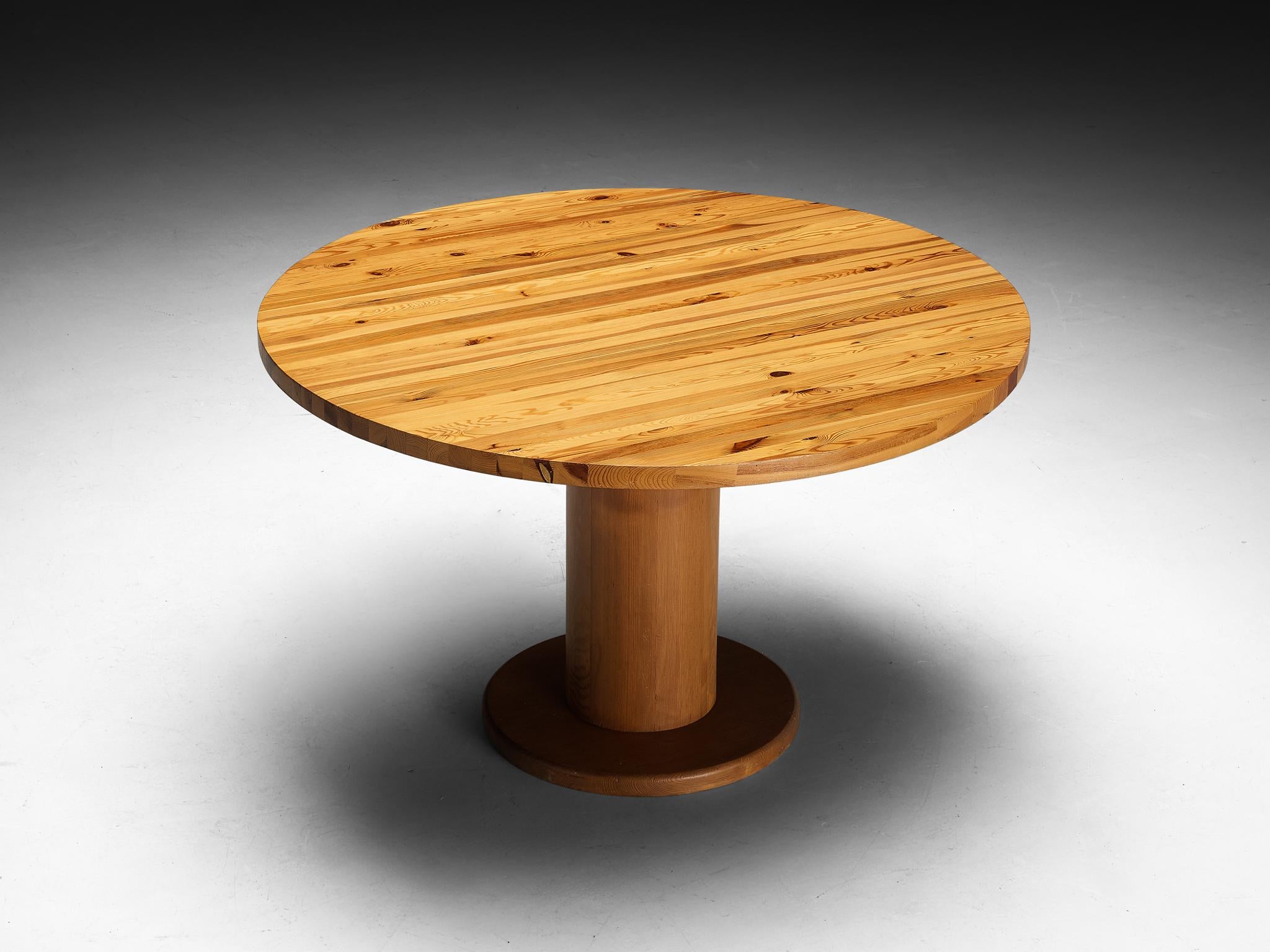 Post-Modern Round Dining Table with Solid Pine Top