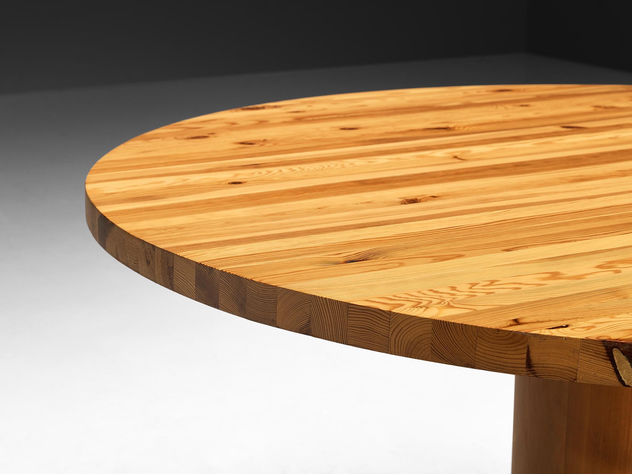 Post-Modern Round Dining Table with Solid Pine Top