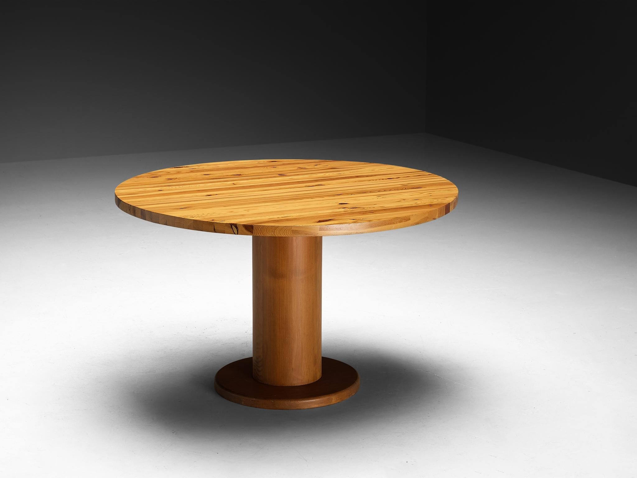 Post-Modern Round Dining Table with Solid Pine Top