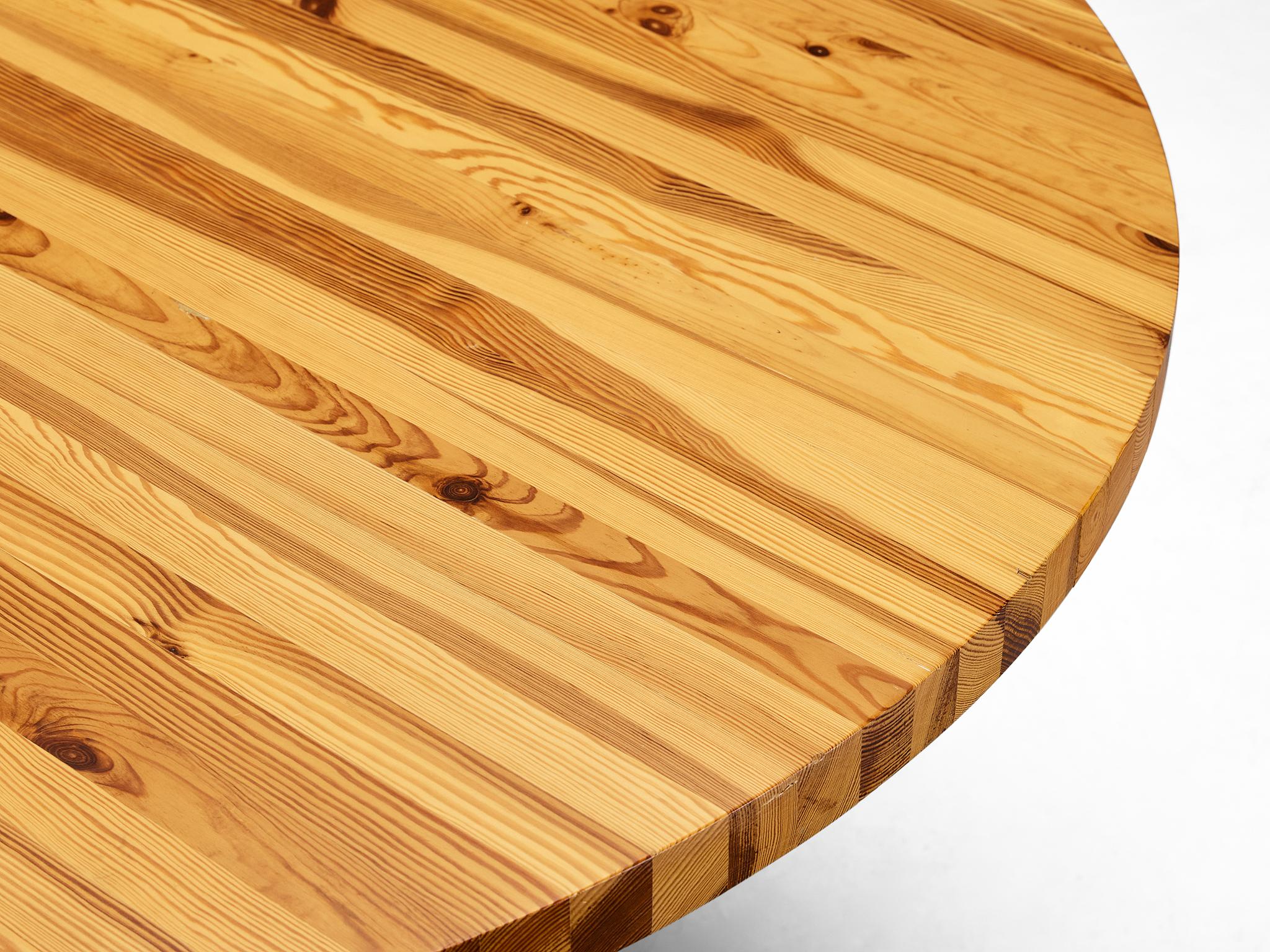 Post-Modern Round Dining Table with Solid Pine Top