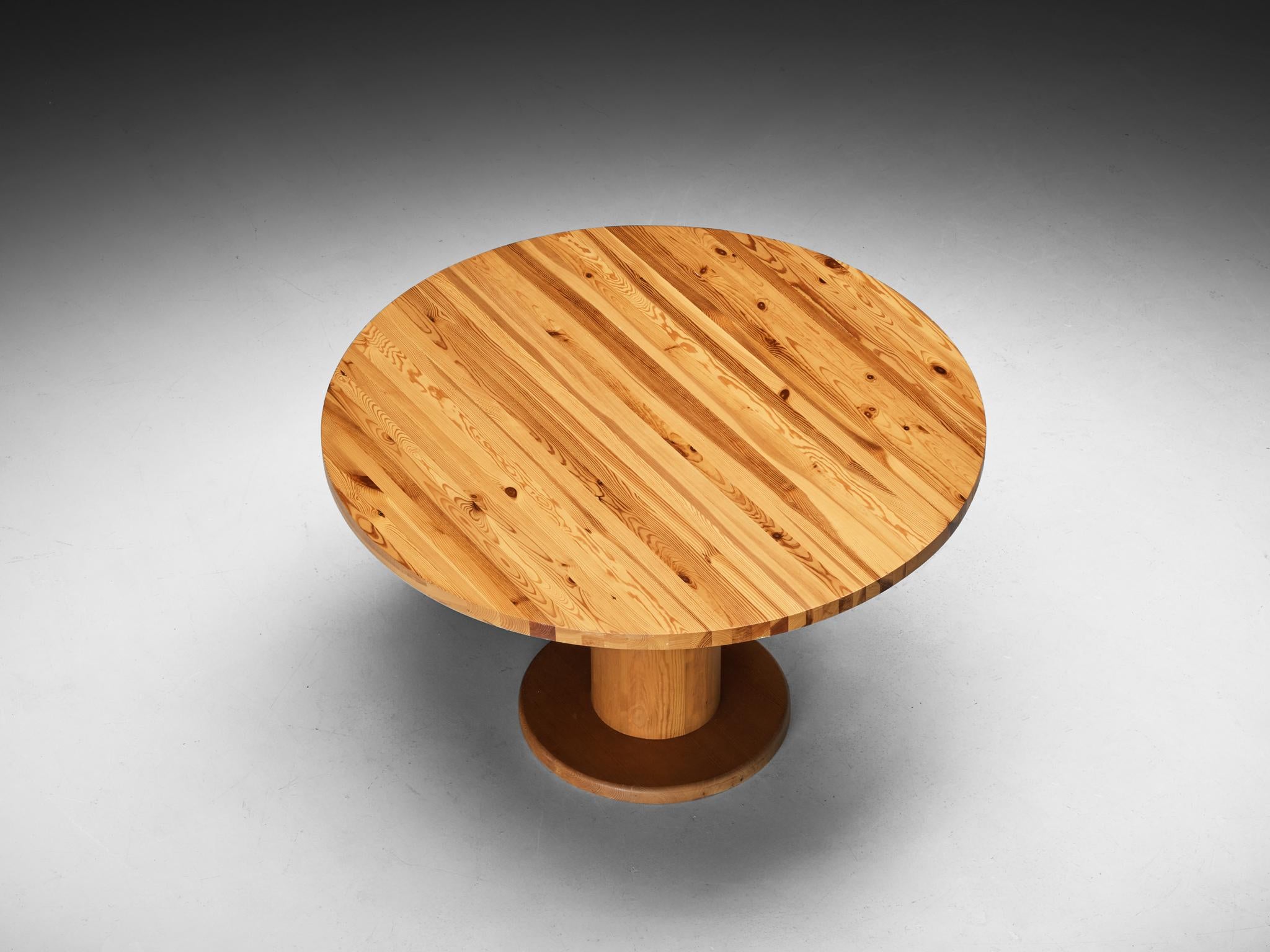 Post-Modern Round Dining Table with Solid Pine Top