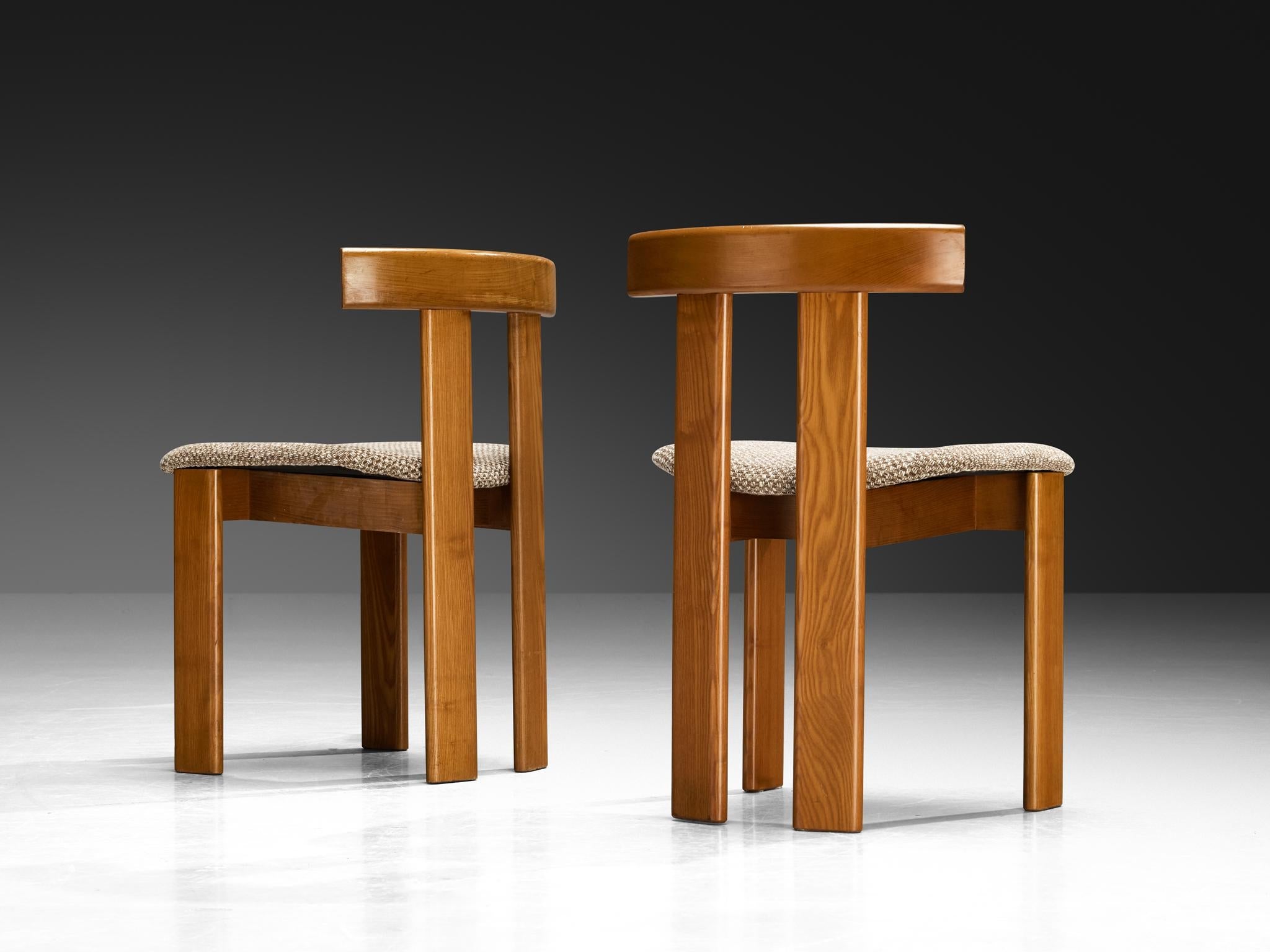 Luigi Vaghi for Former Set of Eight Dining Chairs in Ash and Woven fabric