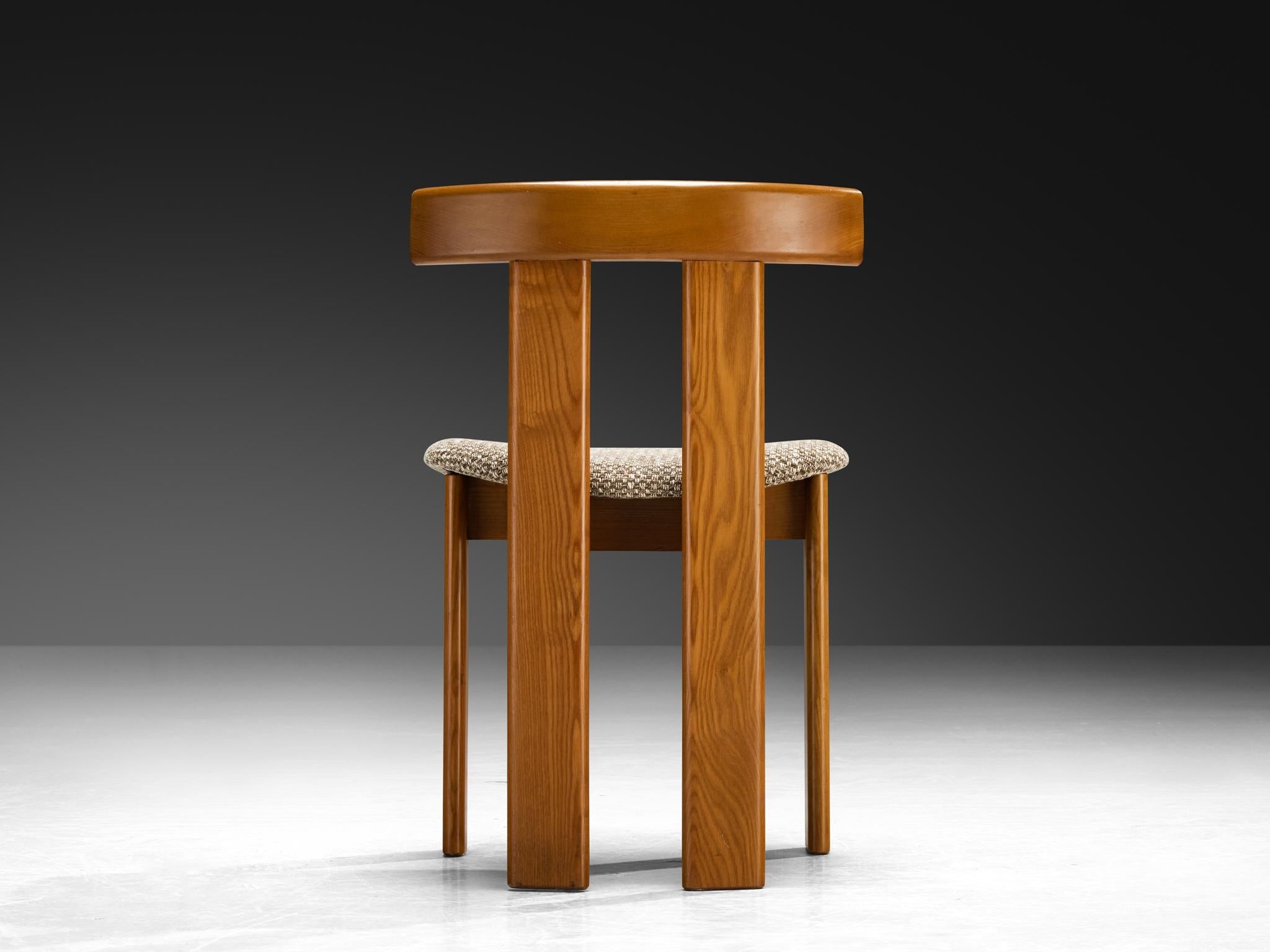 Luigi Vaghi for Former Set of Eight Dining Chairs in Ash and Woven fabric