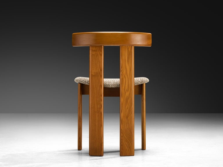 Luigi Vaghi for Former Set of Eight Dining Chairs in Ash and Woven Fabric