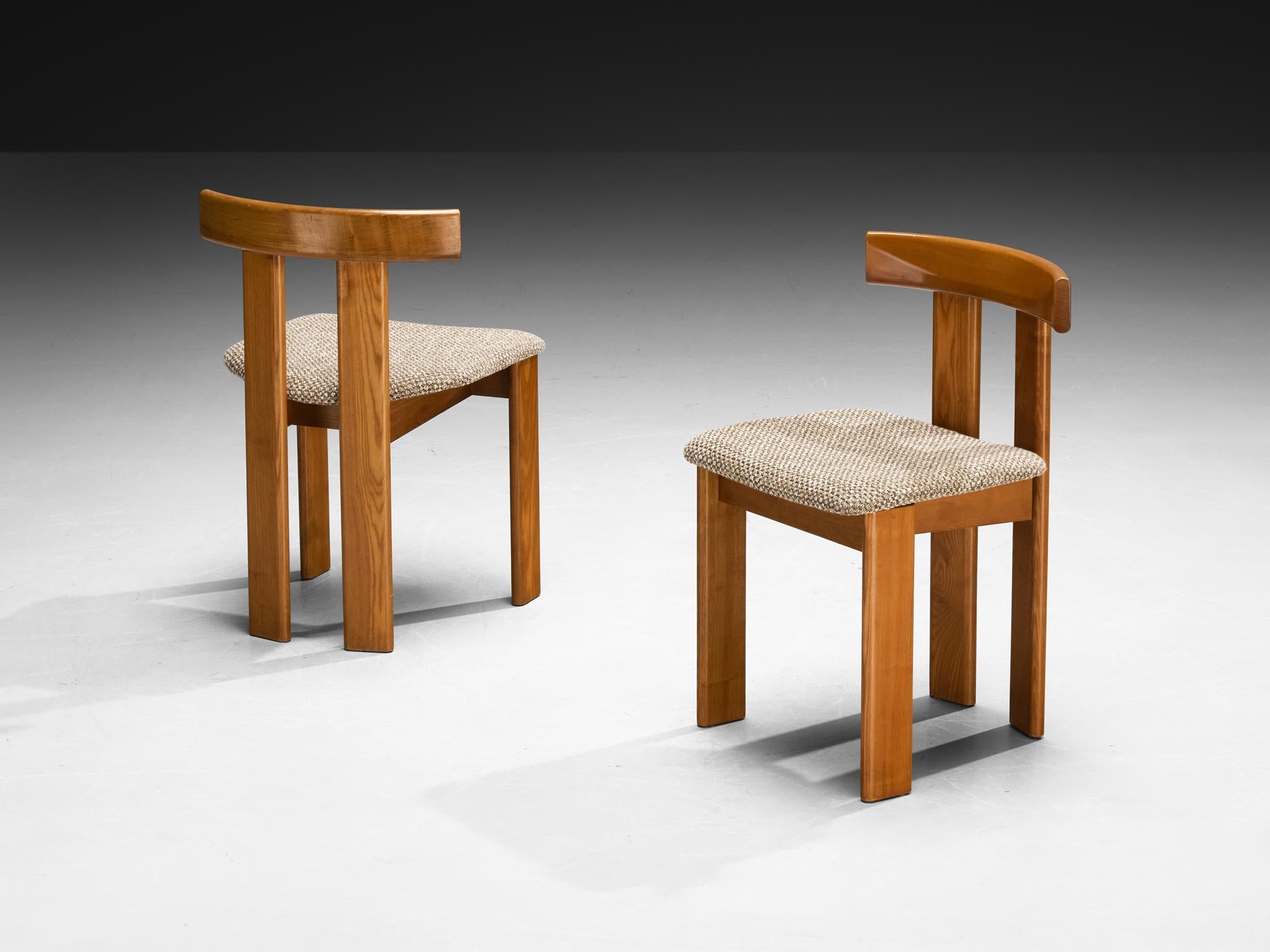 Luigi Vaghi for Former Set of Eight Dining Chairs in Ash and Woven fabric