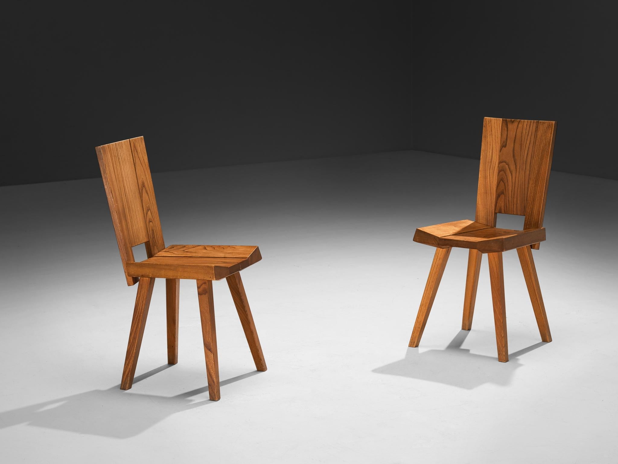 Atelier C. Demoyen Dining Set with Table and Six Chairs in Solid Elm