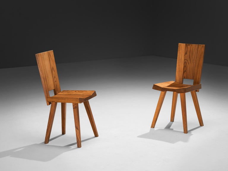 Atelier C. Demoyen Set of Six Chairs in Solid Elm