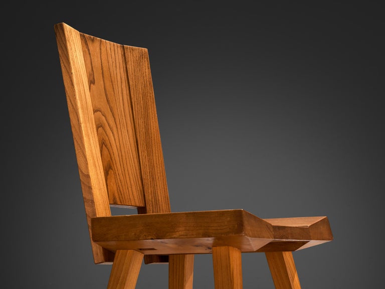 Atelier C. Demoyen Set of Six Chairs in Solid Elm