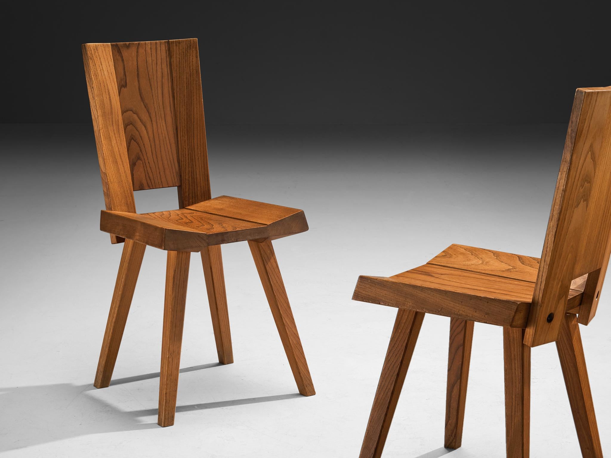 Atelier C. Demoyen Set of Six Chairs in Solid Elm