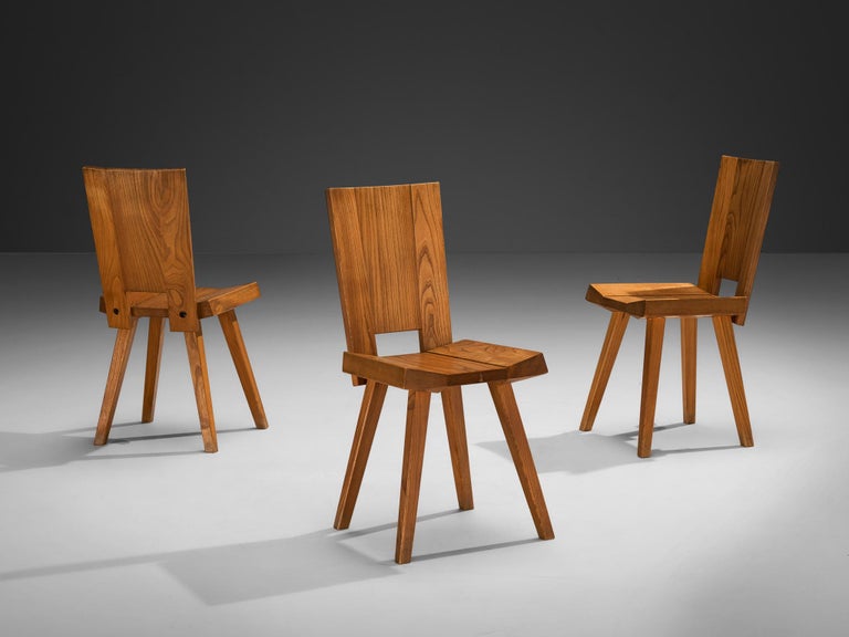 Atelier C. Demoyen Set of Six Chairs in Solid Elm