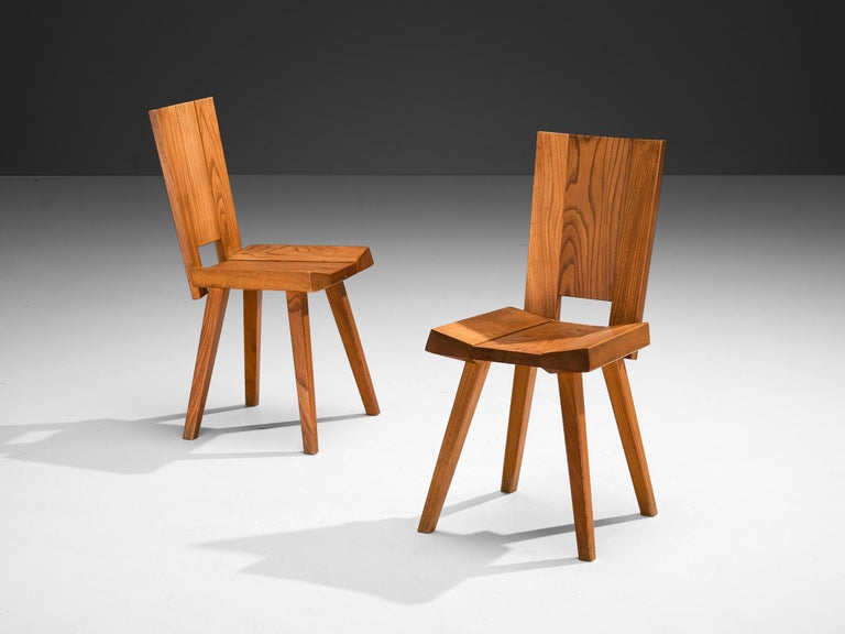 Atelier C. Demoyen Set of Six Chairs in Solid Elm