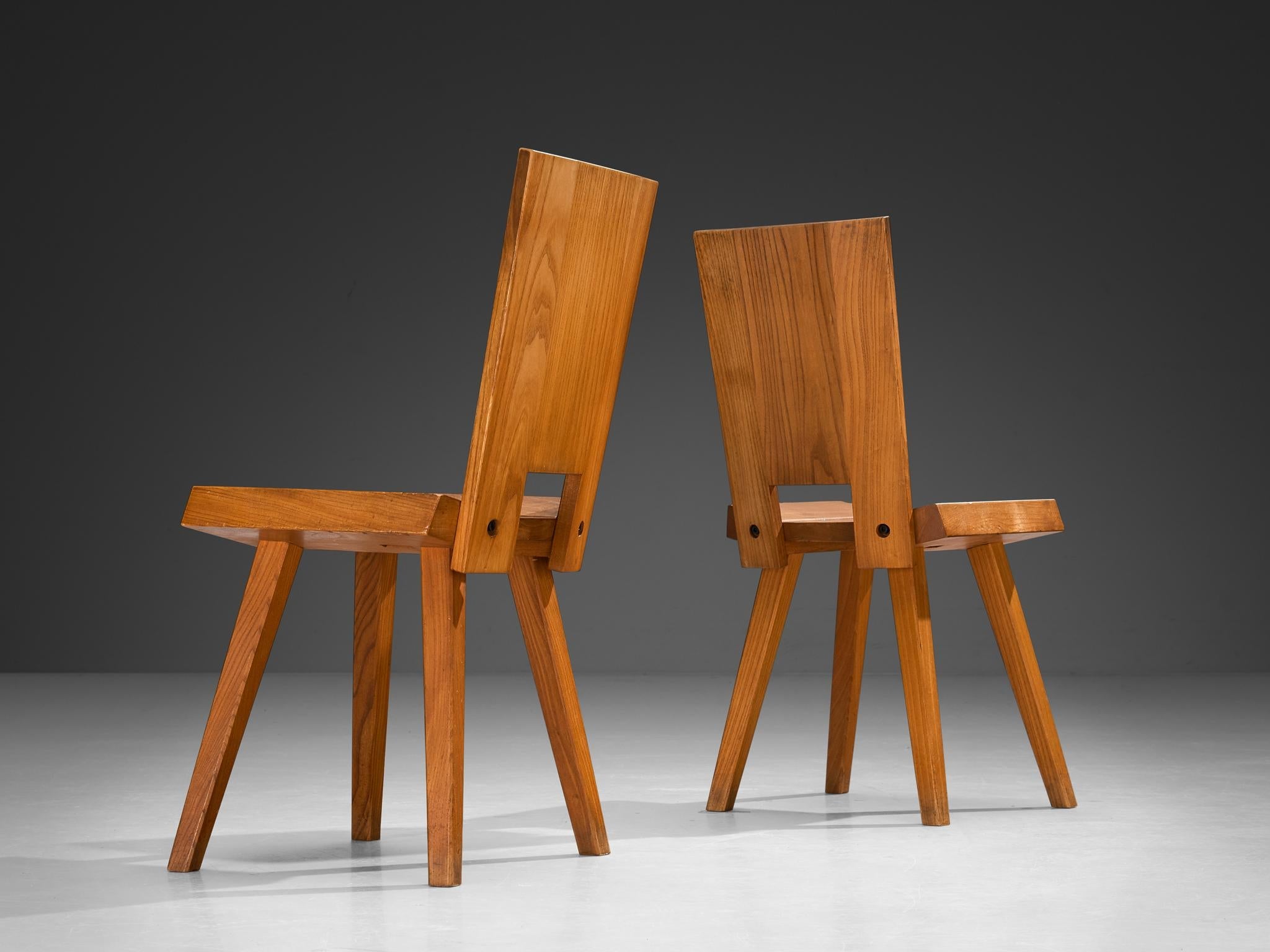 Atelier C. Demoyen Set of Six Chairs in Solid Elm