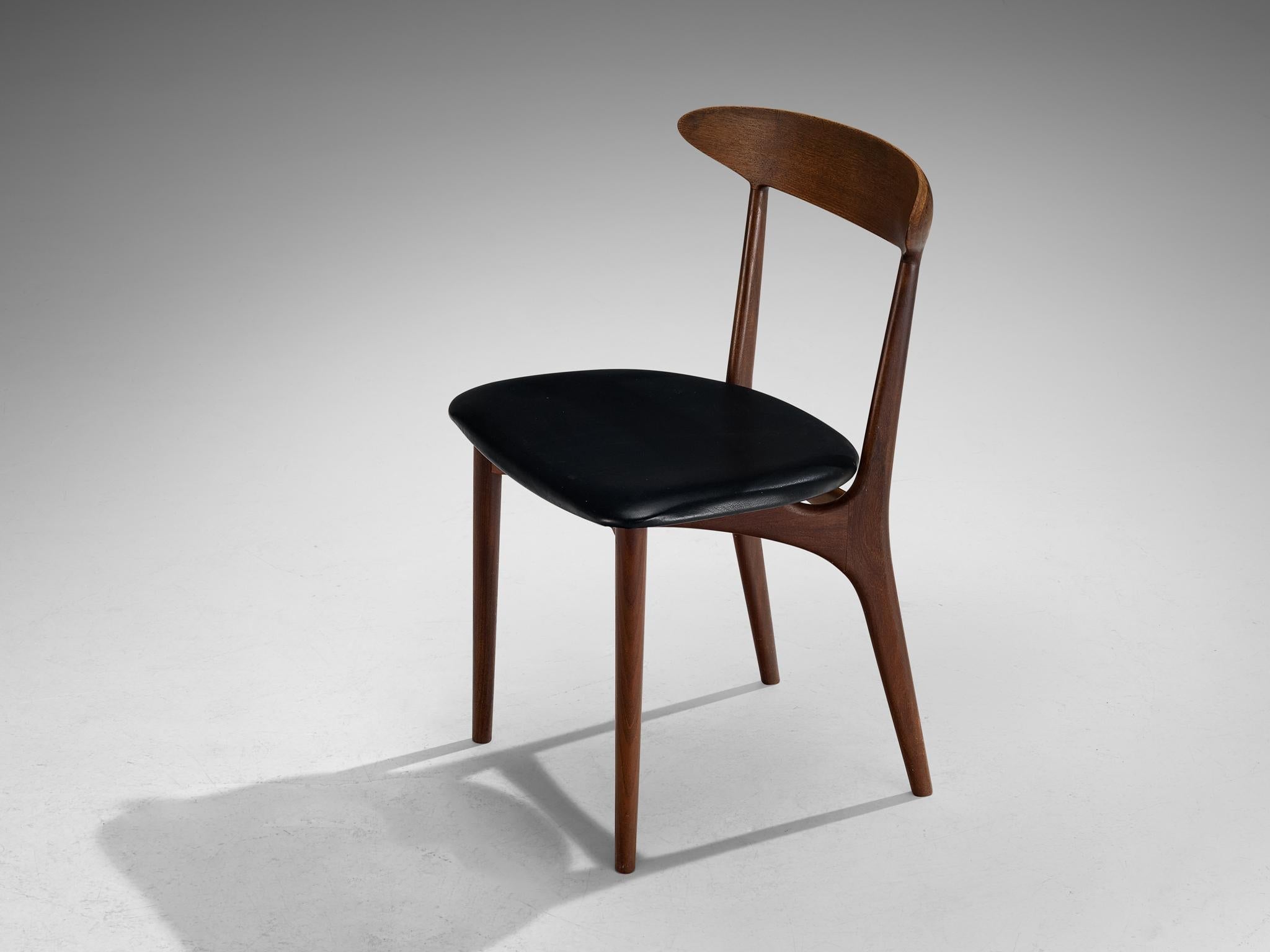 Kurt Østervig Set of Six Dining Chairs in Wood and Leatherette