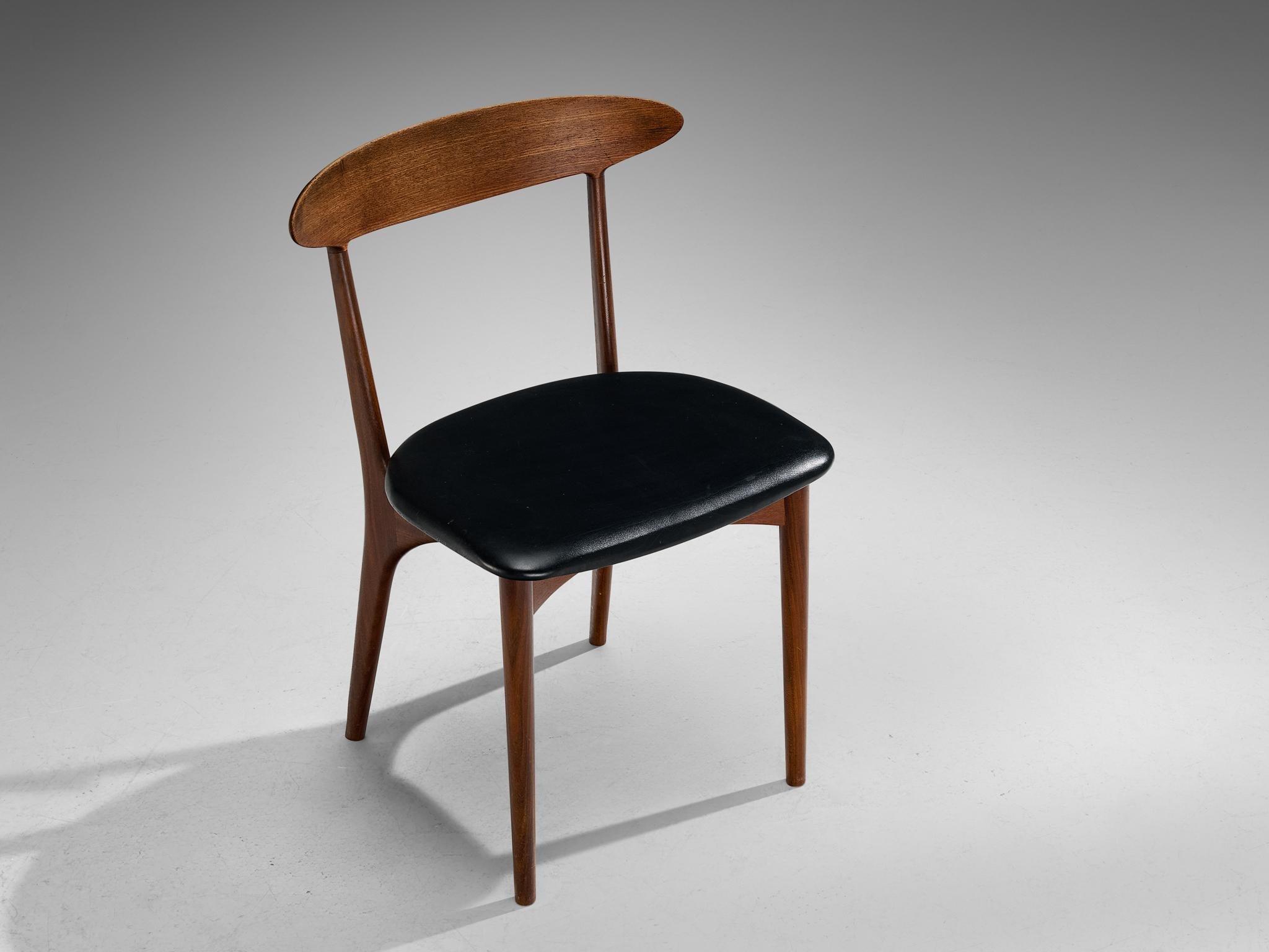 Kurt Østervig Set of Six Dining Chairs in Wood and Leatherette