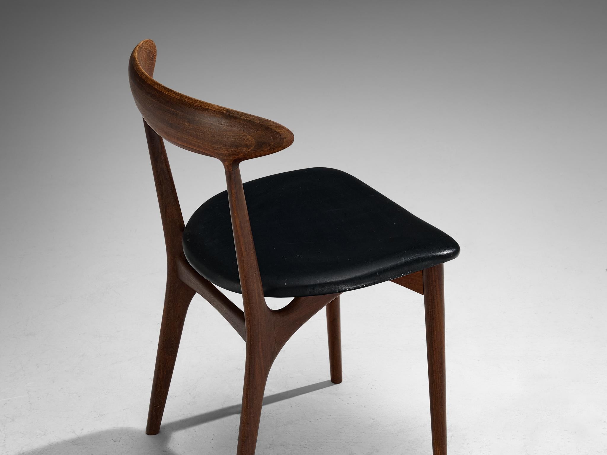 Kurt Østervig Set of Six Dining Chairs in Wood and Leatherette