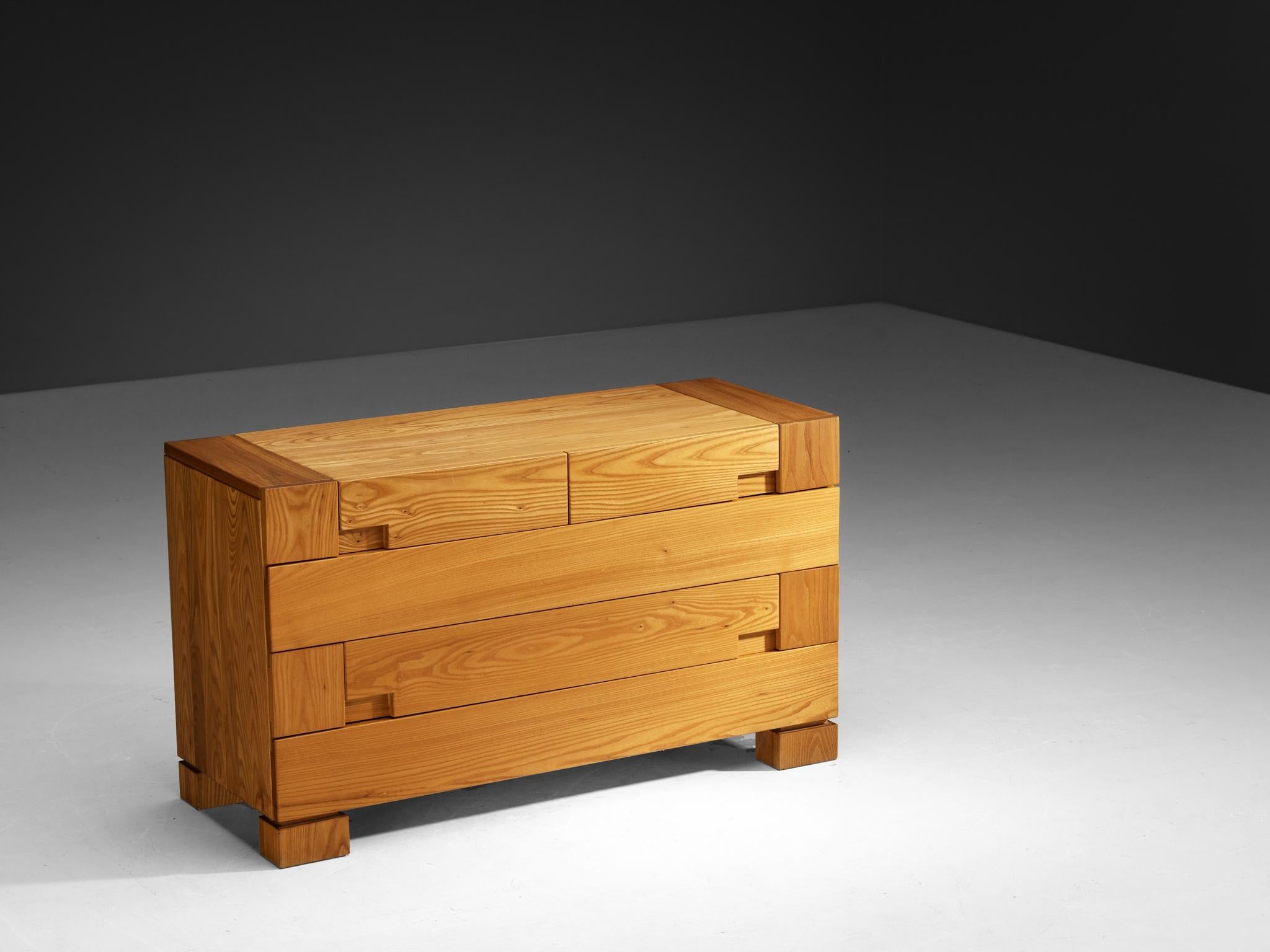 Maison Regain Geometric Chest of Drawers in Solid Elm