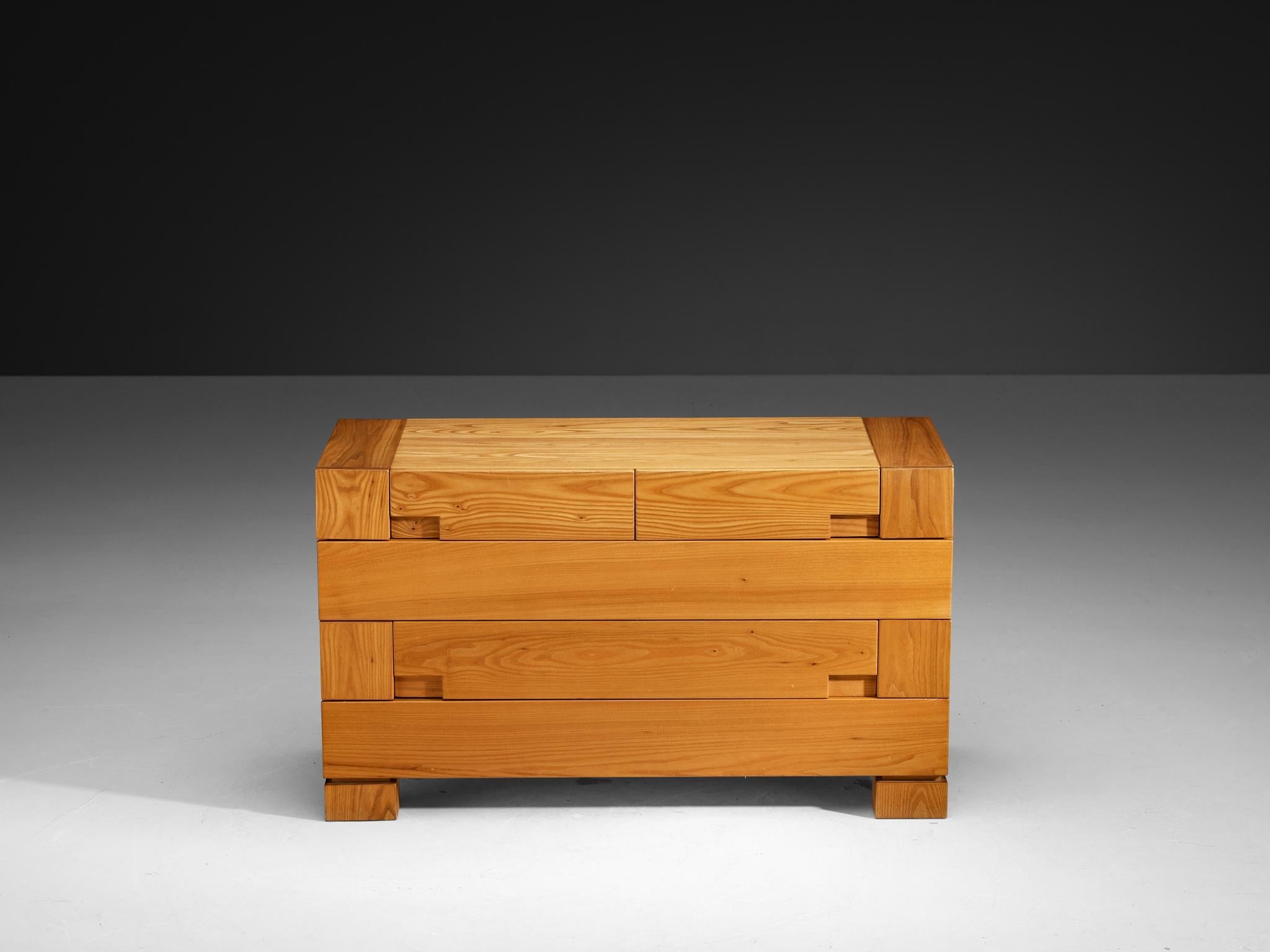 Maison Regain Geometric Chest of Drawers in Solid Elm