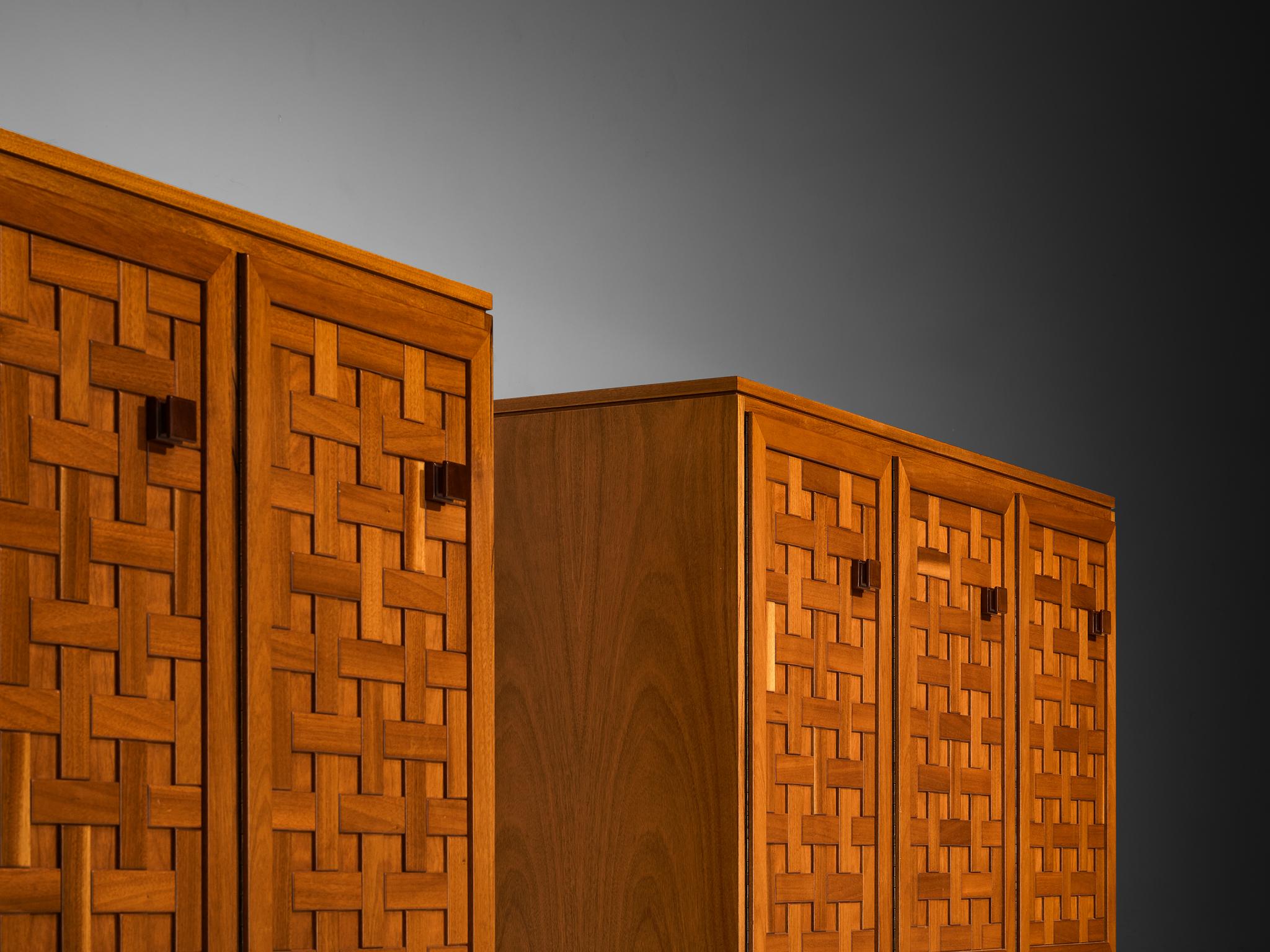 Italian Architectural Grid-Structured Sideboards in Meranti