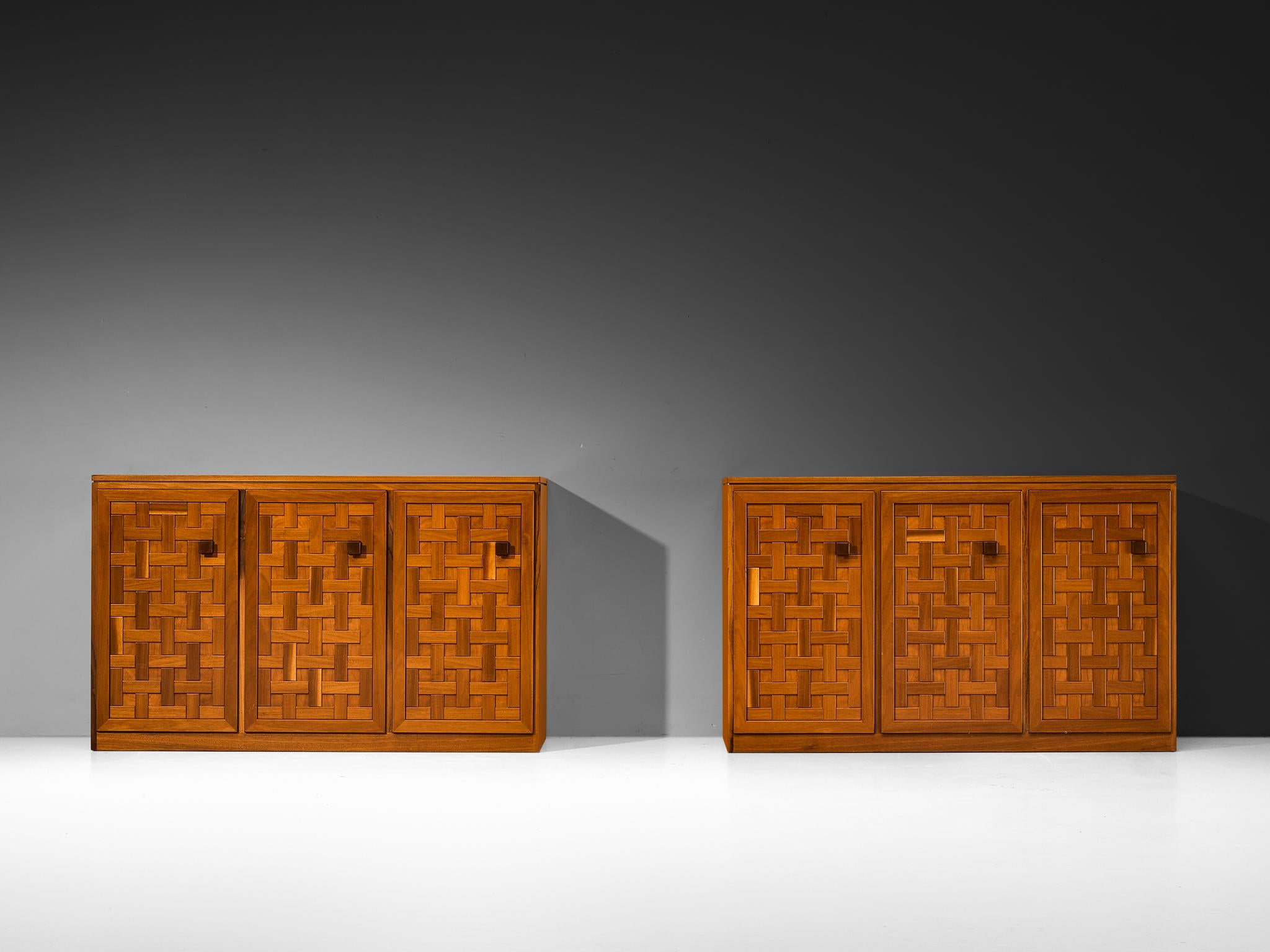 Italian Architectural Grid-Structured Sideboards in Meranti