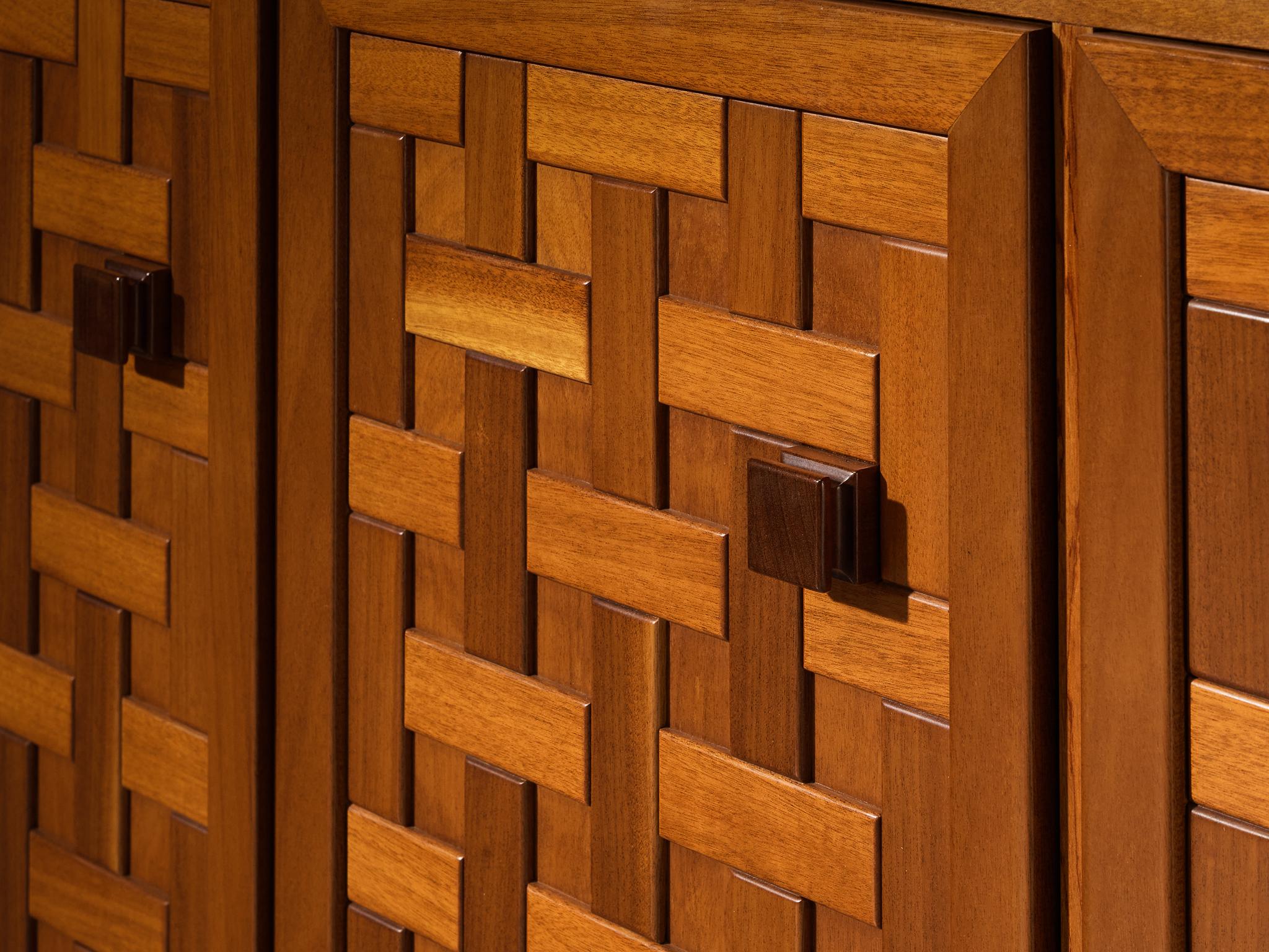 Italian Architectural Grid-Structured Sideboards in Meranti