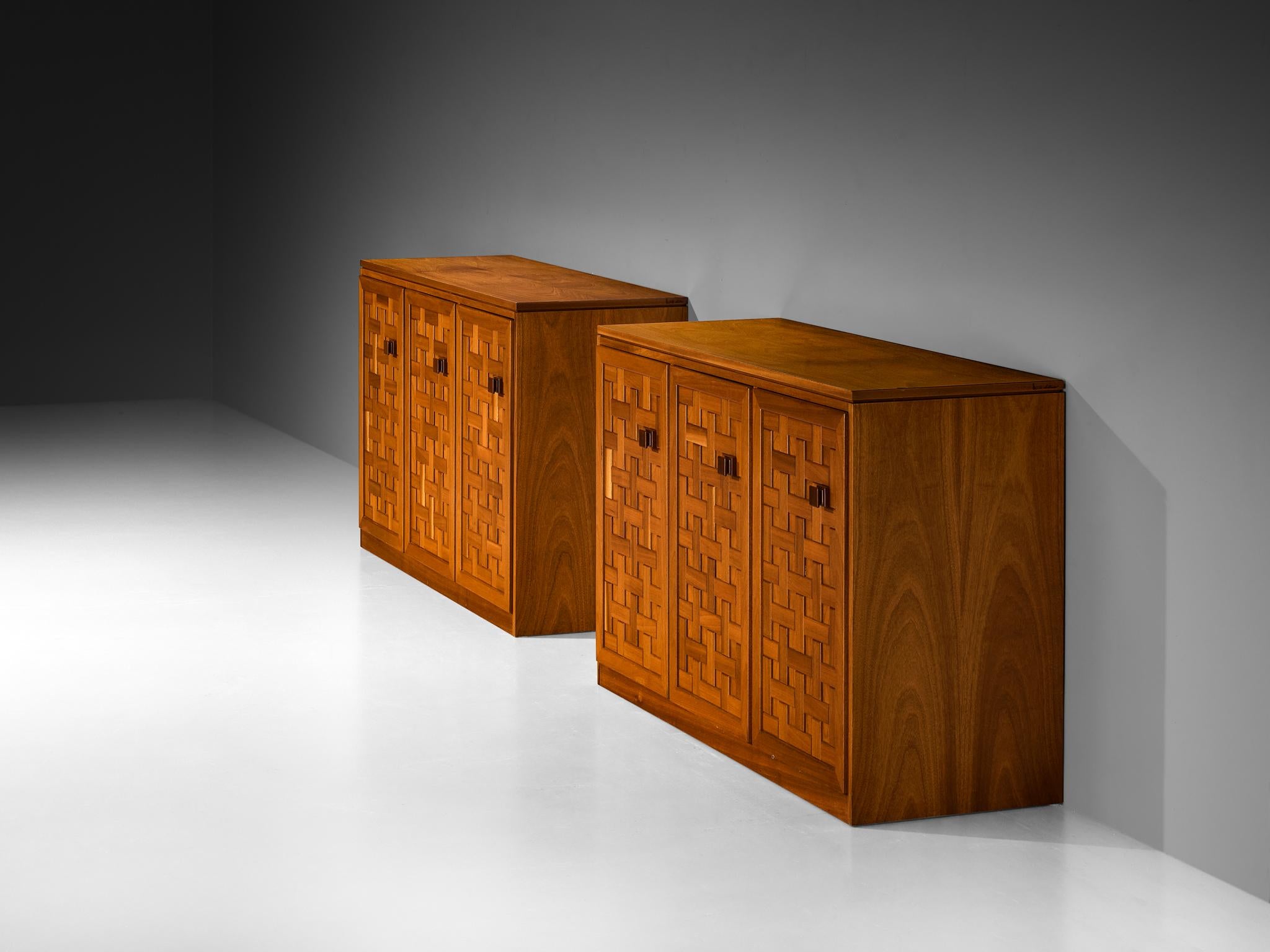 Italian Architectural Grid-Structured Sideboards in Meranti