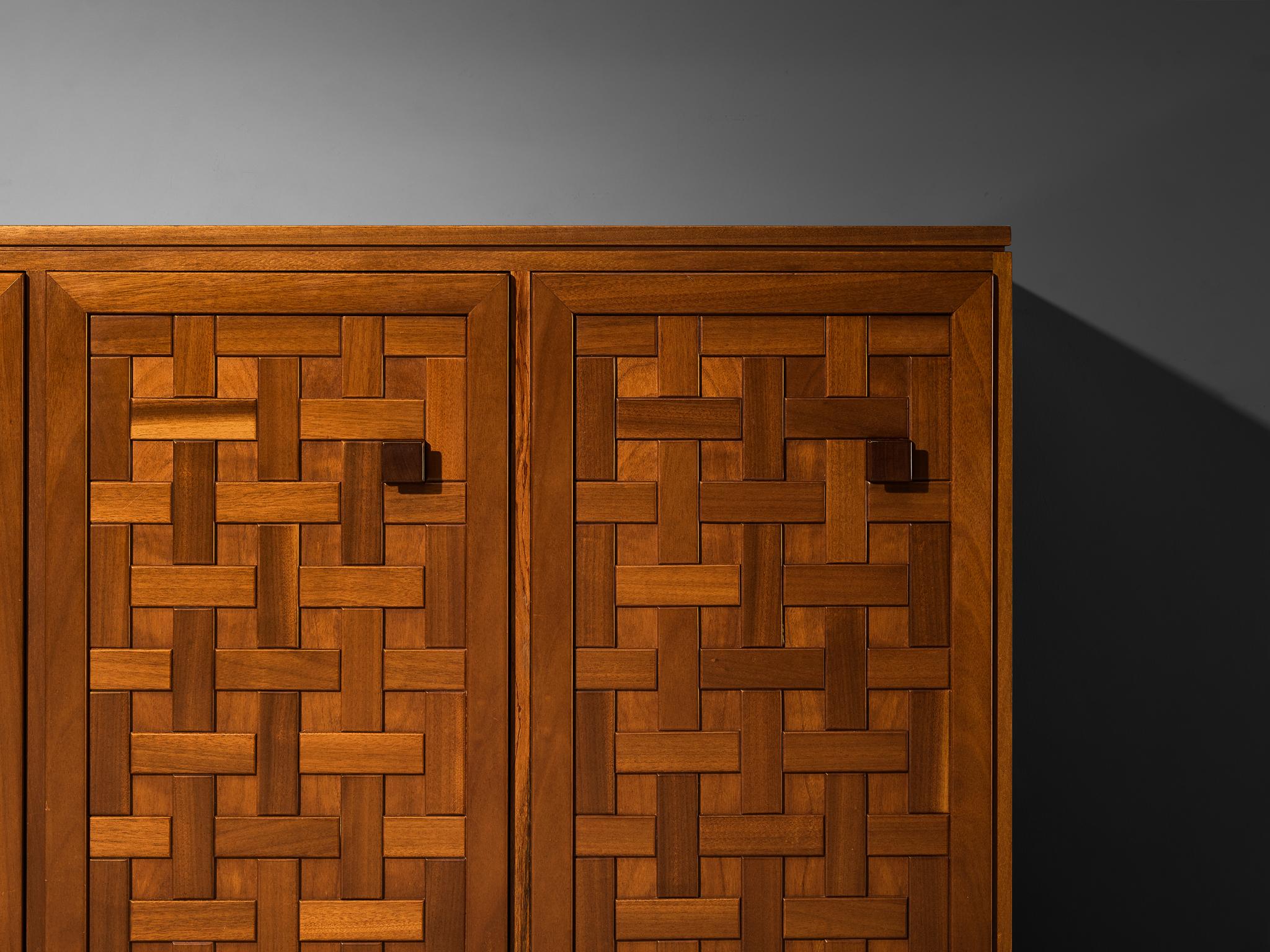 Italian Architectural Grid-Structured Sideboards in Meranti