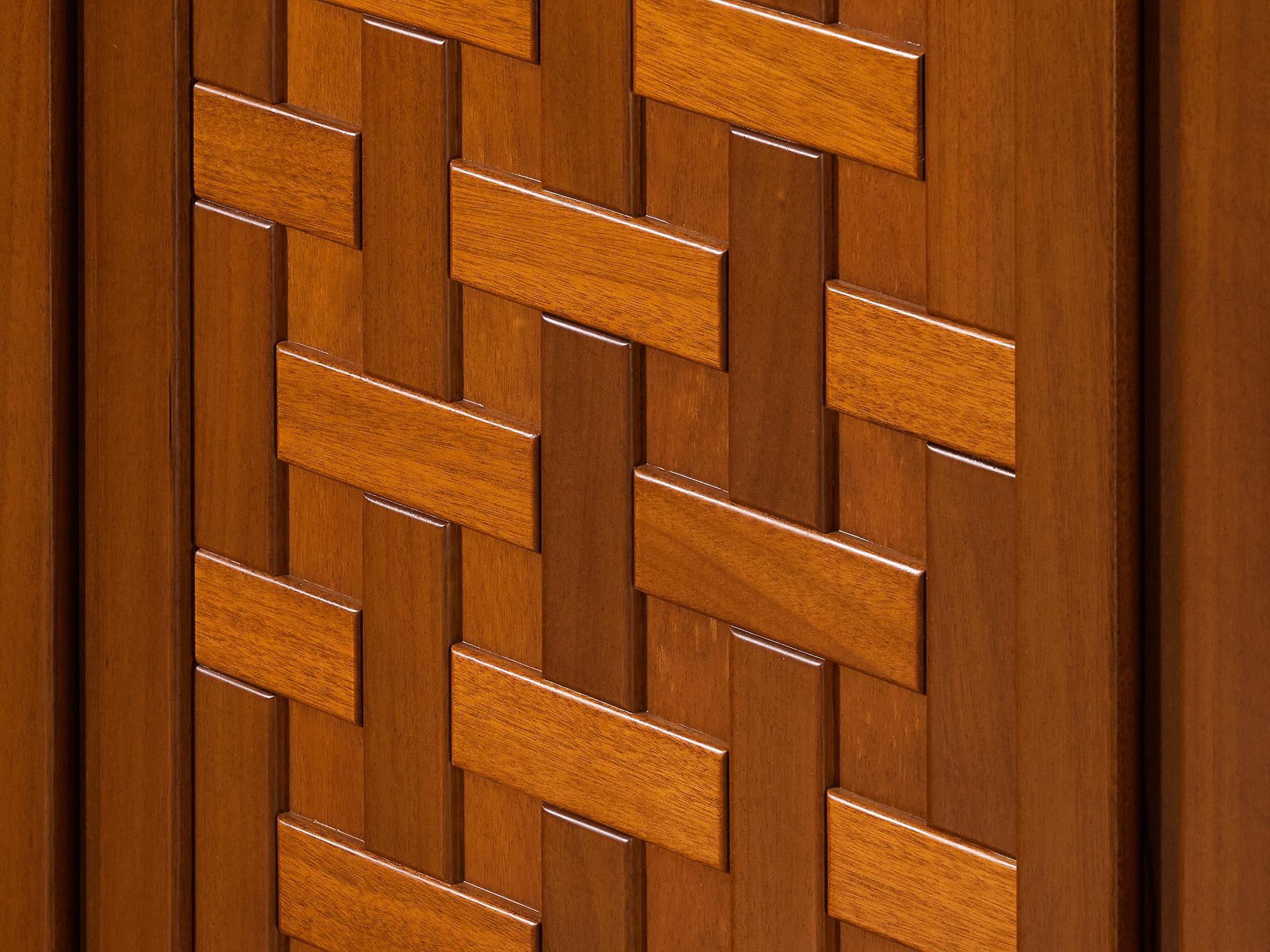 Italian Architectural Grid-Structured Higboard or Bookcase in Walnut