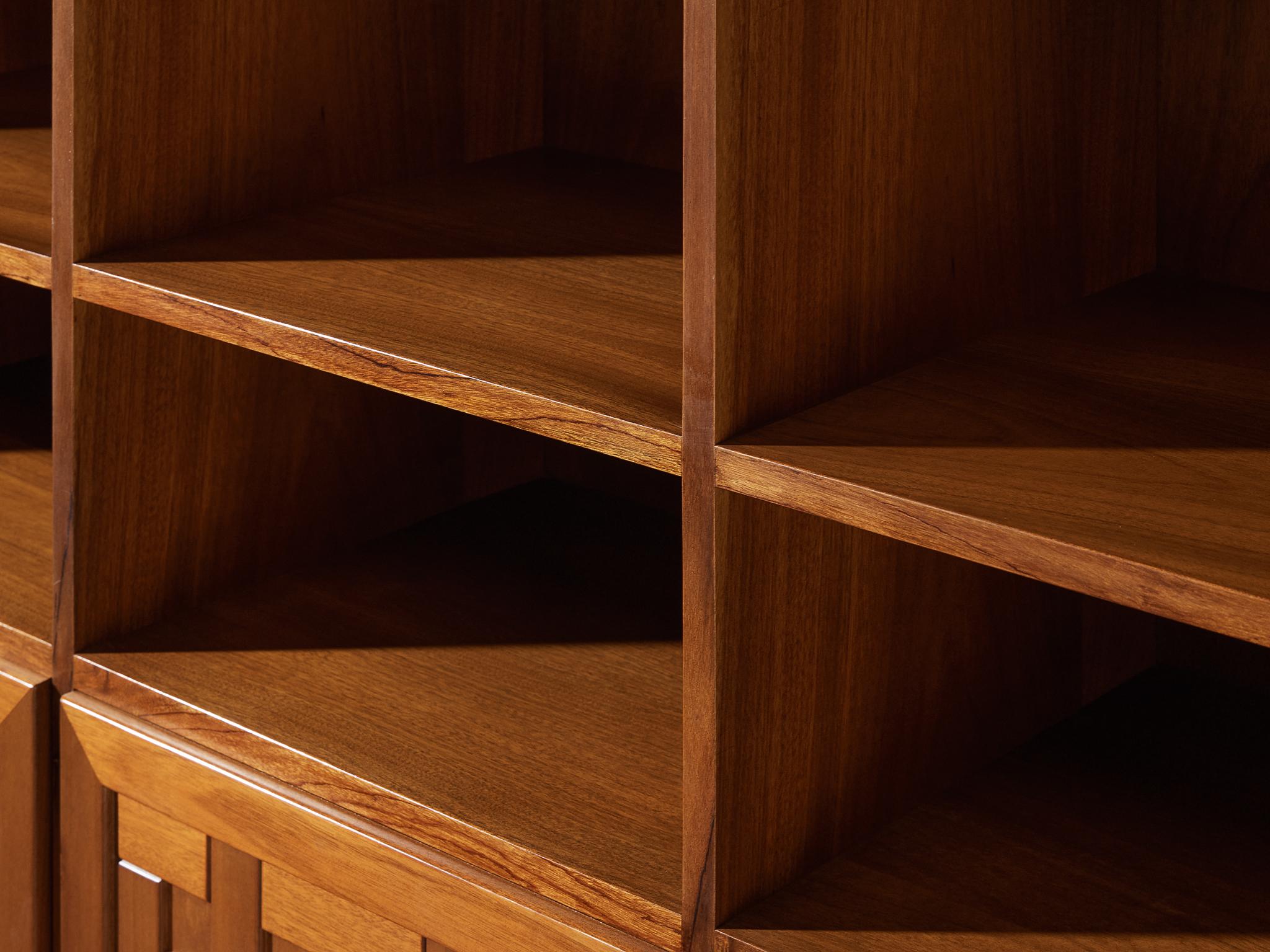 Italian Architectural Grid-Structured Higboard or Bookcase in Walnut