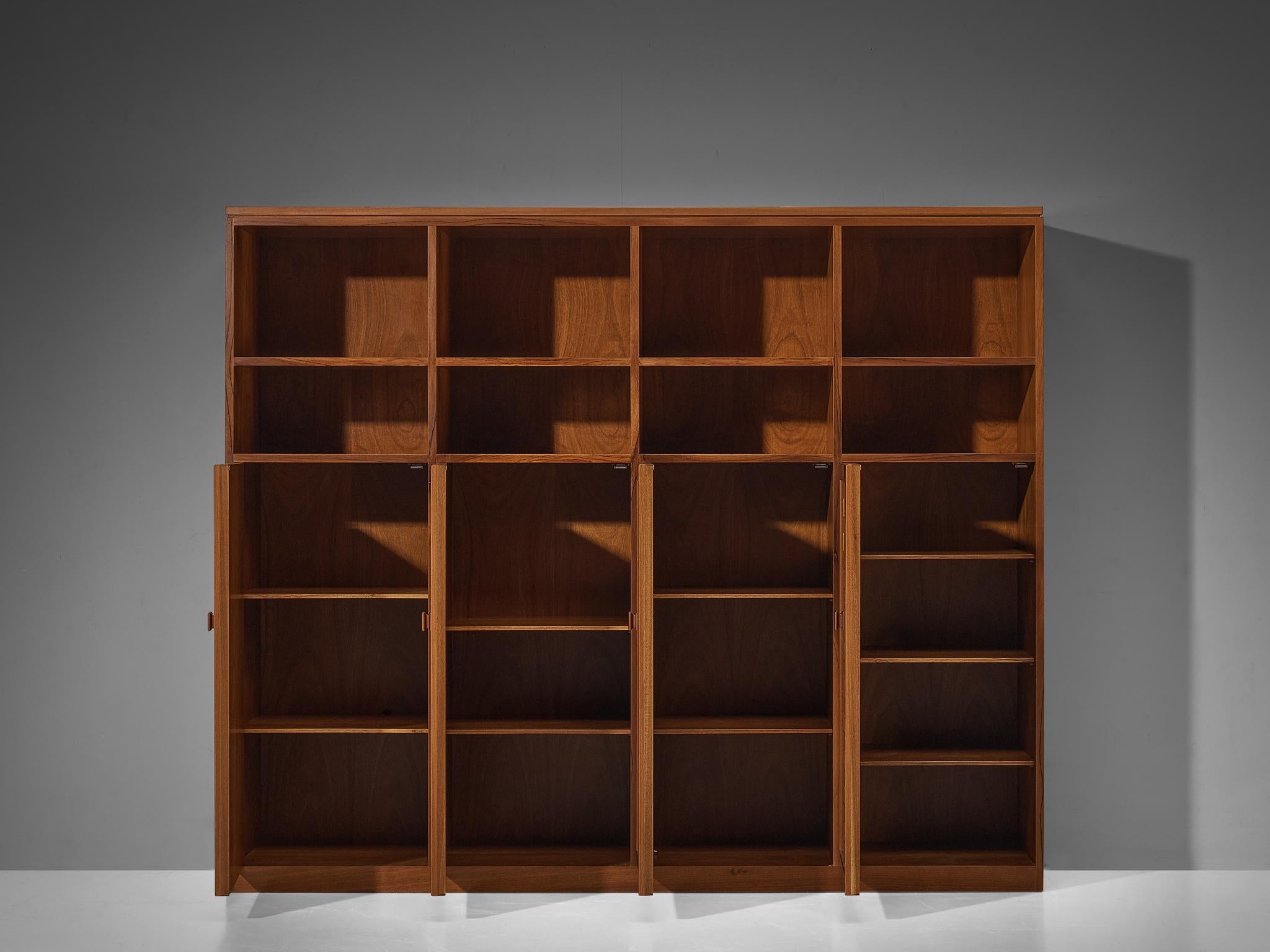 Italian Architectural Grid-Structured Higboard or Bookcase in Walnut