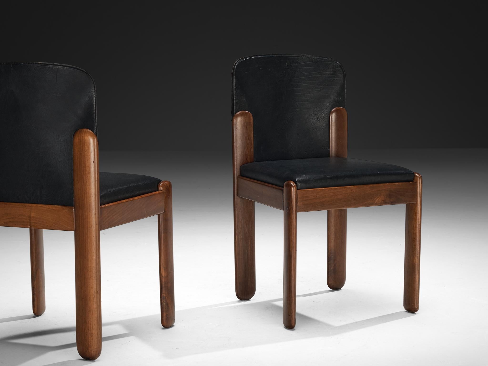 Silvio Coppola for Bernini Set of Twelve Dining Chairs in Walnut