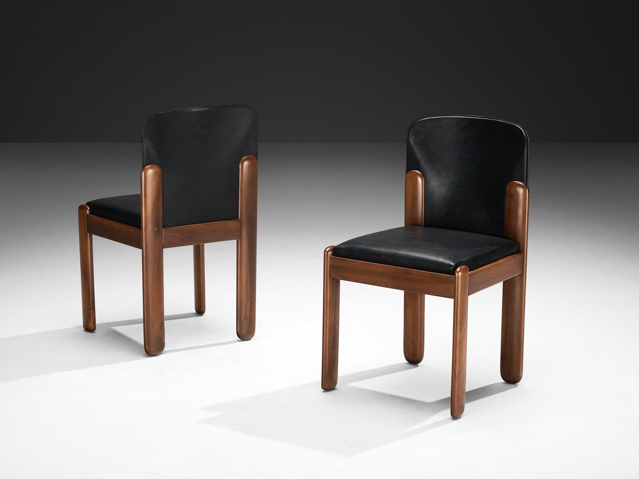 Silvio Coppola for Bernini Set of Twelve Dining Chairs in Walnut