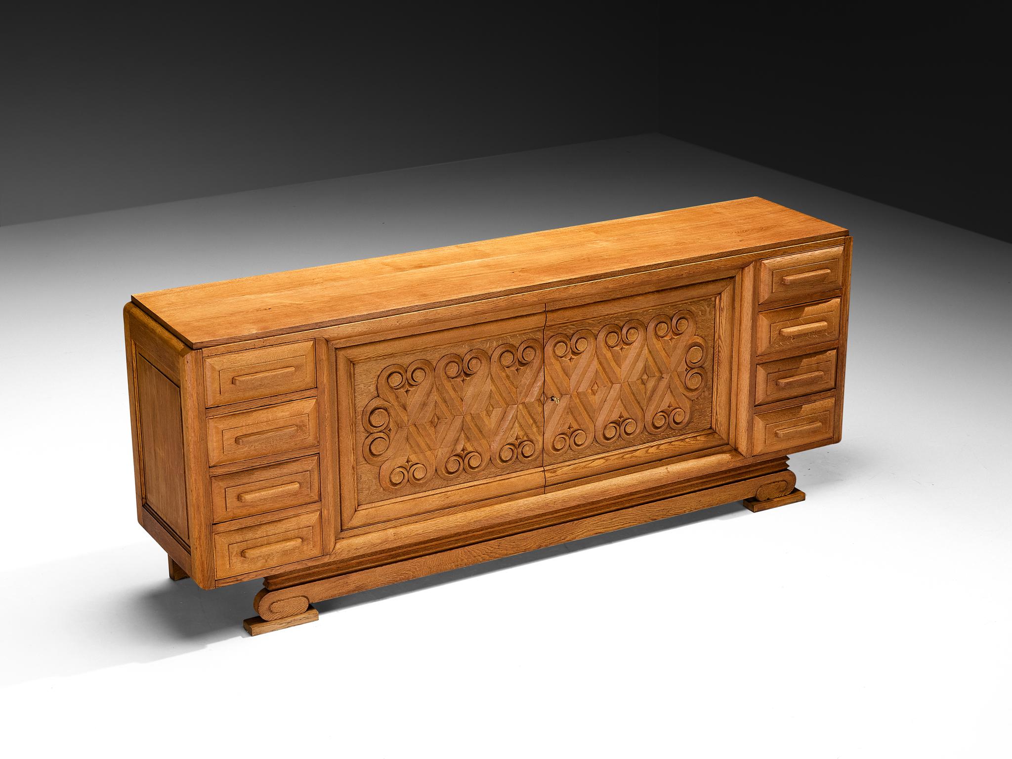 André Le Picard Sideboard in Solid Oak 1930s