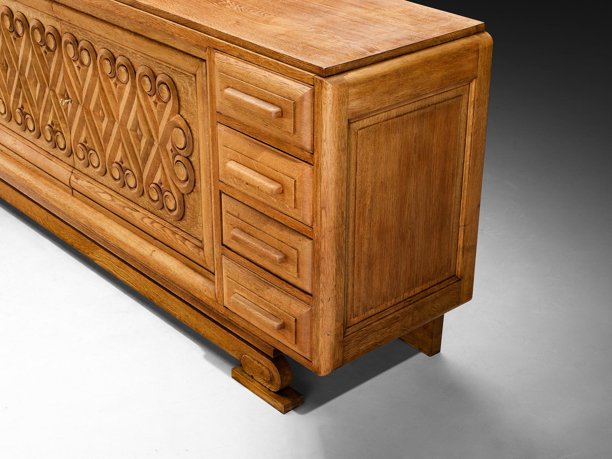 André Le Picard Sideboard in Solid Oak 1930s