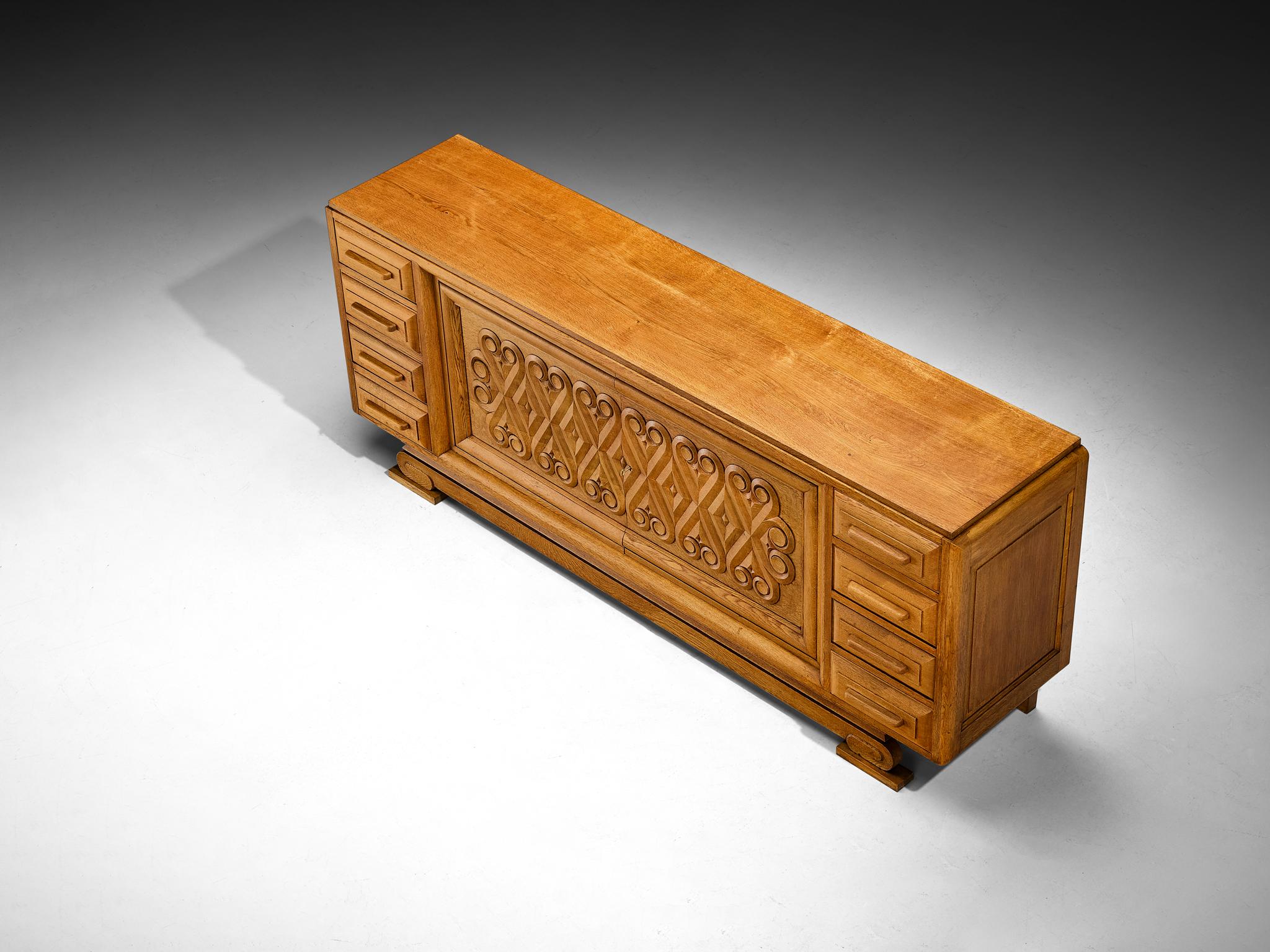 André Le Picard Sideboard in Solid Oak 1930s