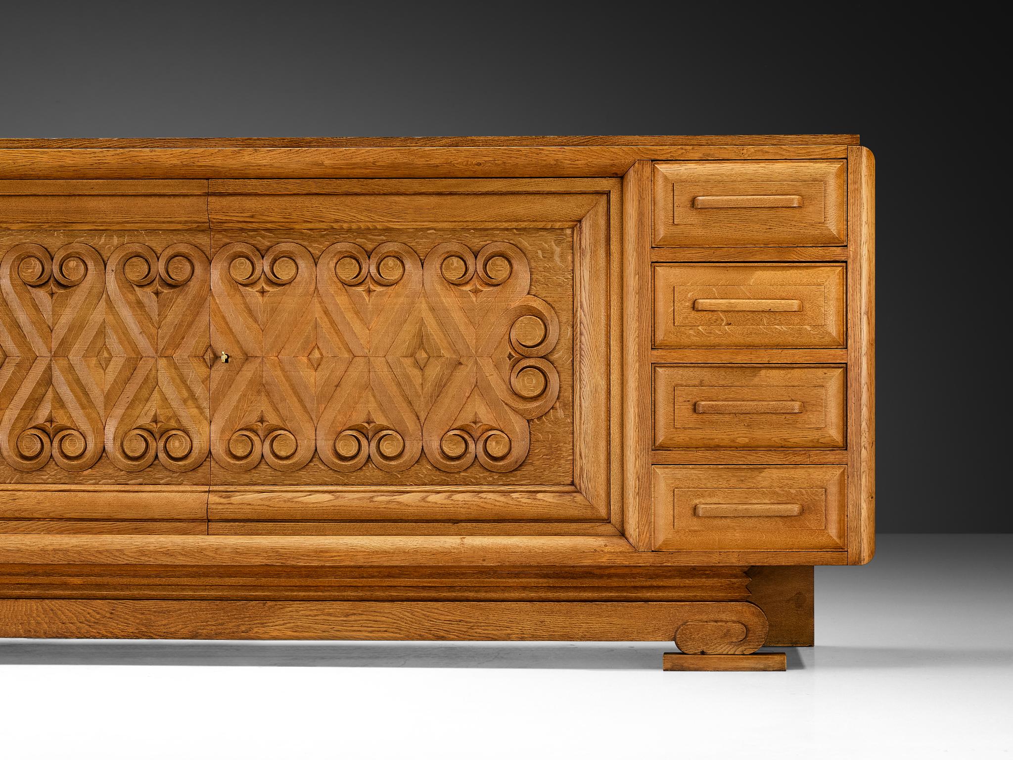 André Le Picard Sideboard in Solid Oak 1930s