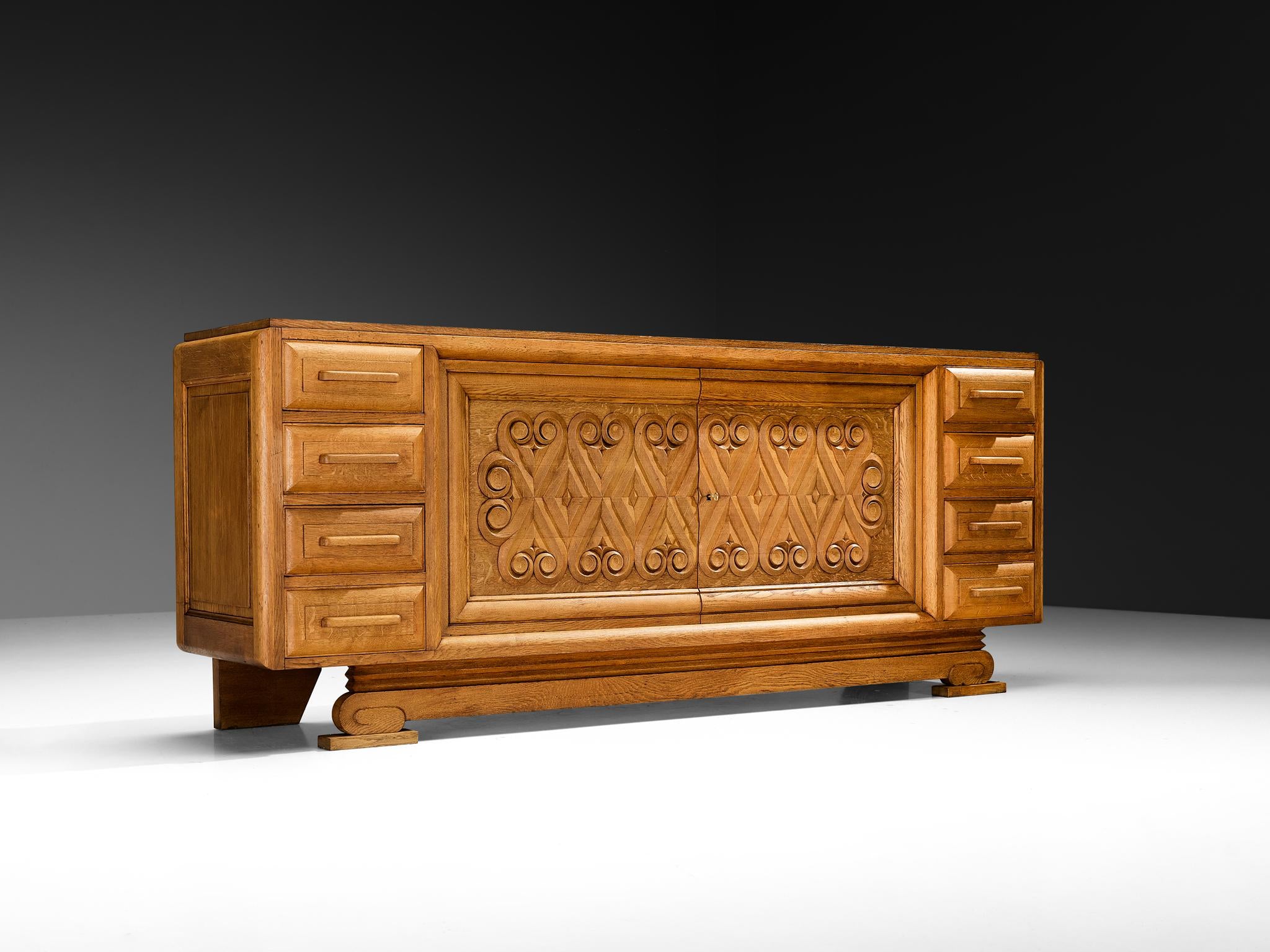 André Le Picard Sideboard in Solid Oak 1930s