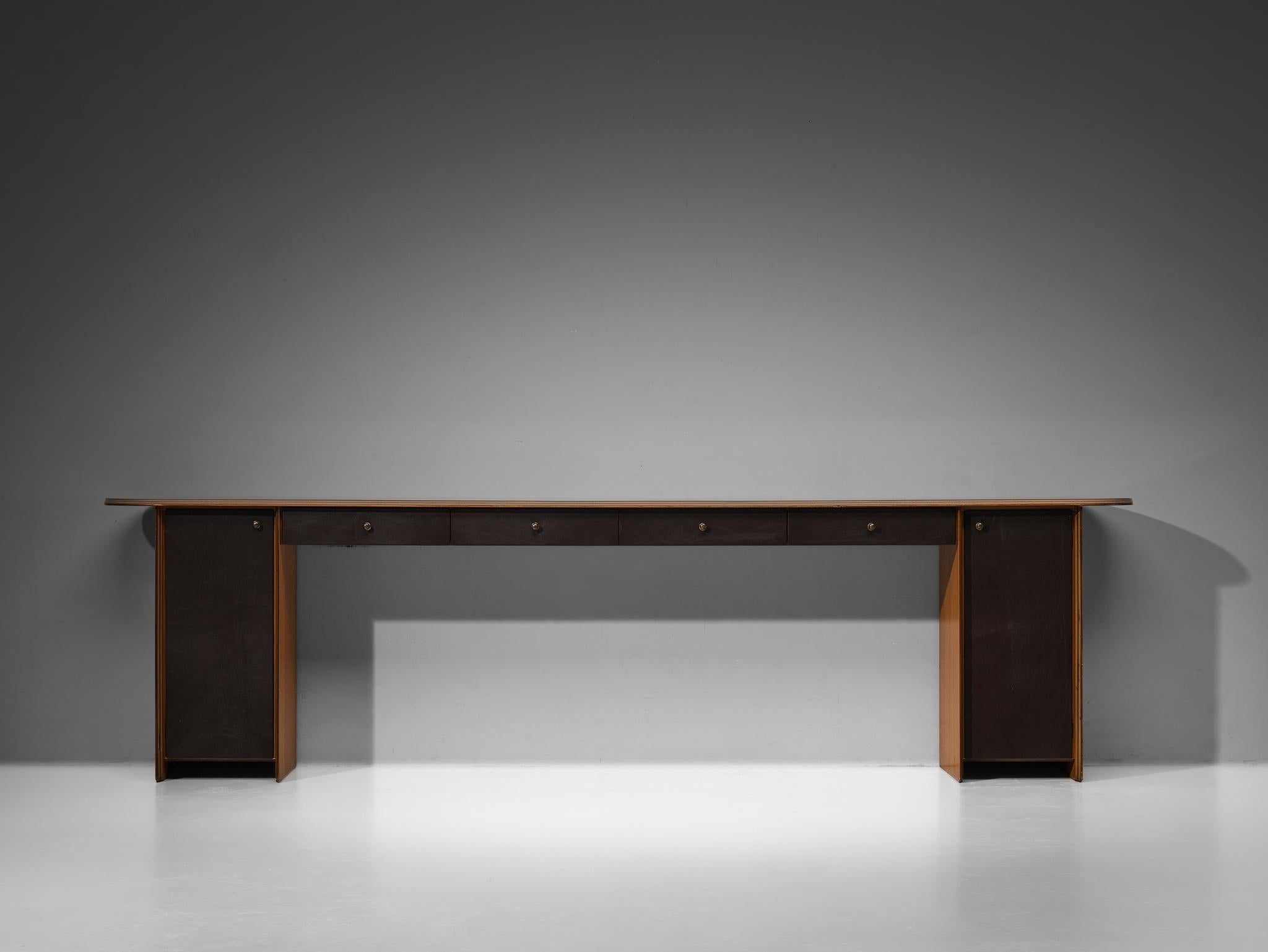 Afra & Tobia Scarpa for Maxalto Artona Console Cabinet in Walnut & Leather