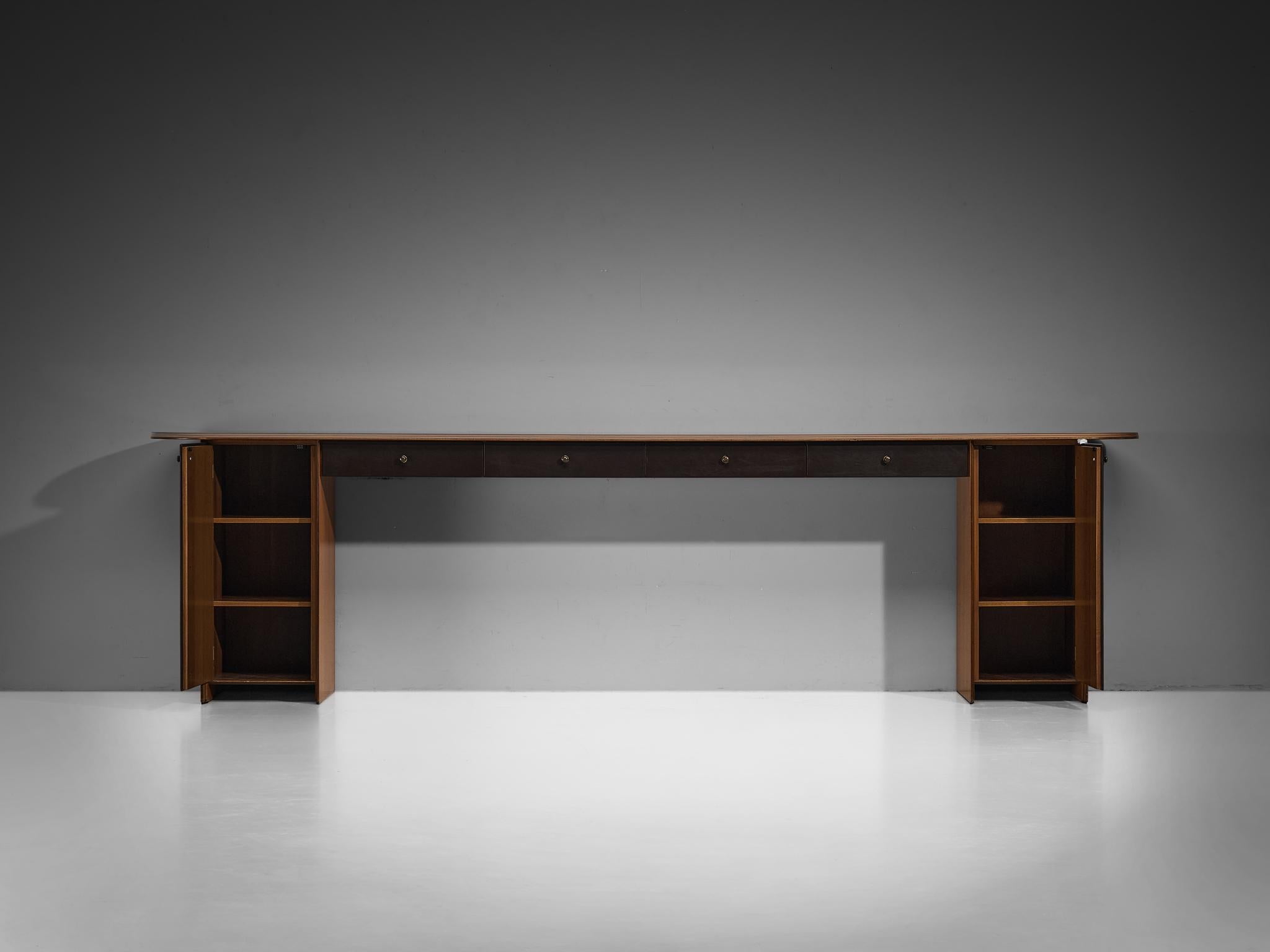 Afra & Tobia Scarpa for Maxalto Artona Console Cabinet in Walnut & Leather