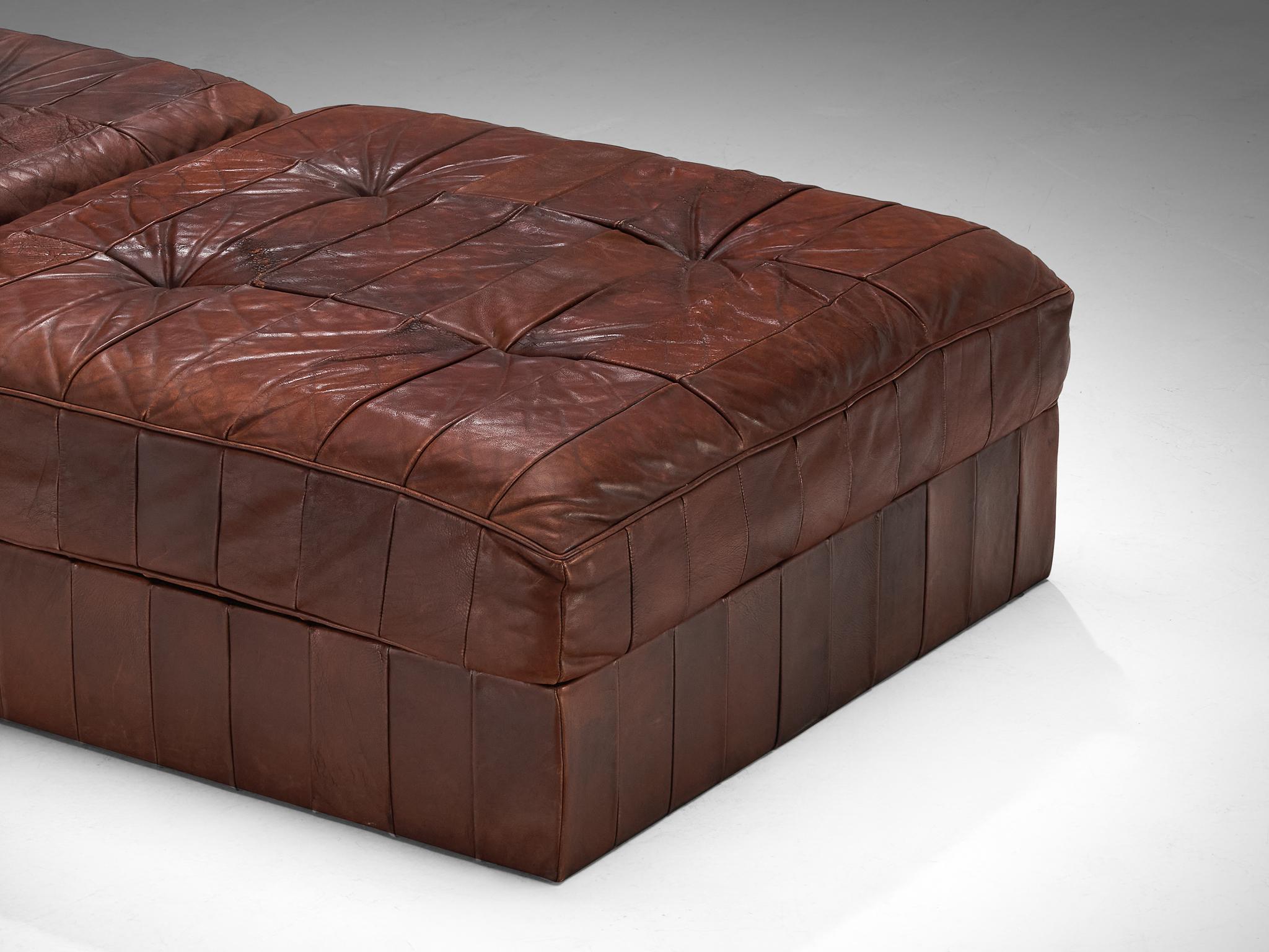 De Sede Large Daybed or Lounge Set in Patinated Brown Leather