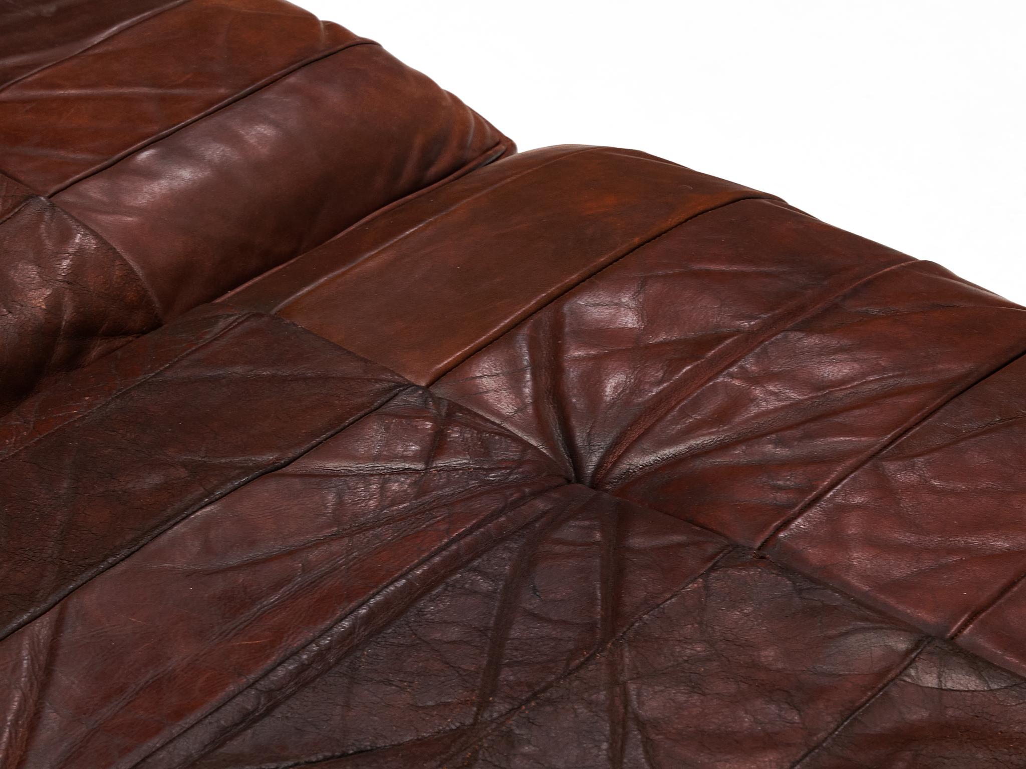 De Sede Large Daybed or Lounge Set in Patinated Brown Leather