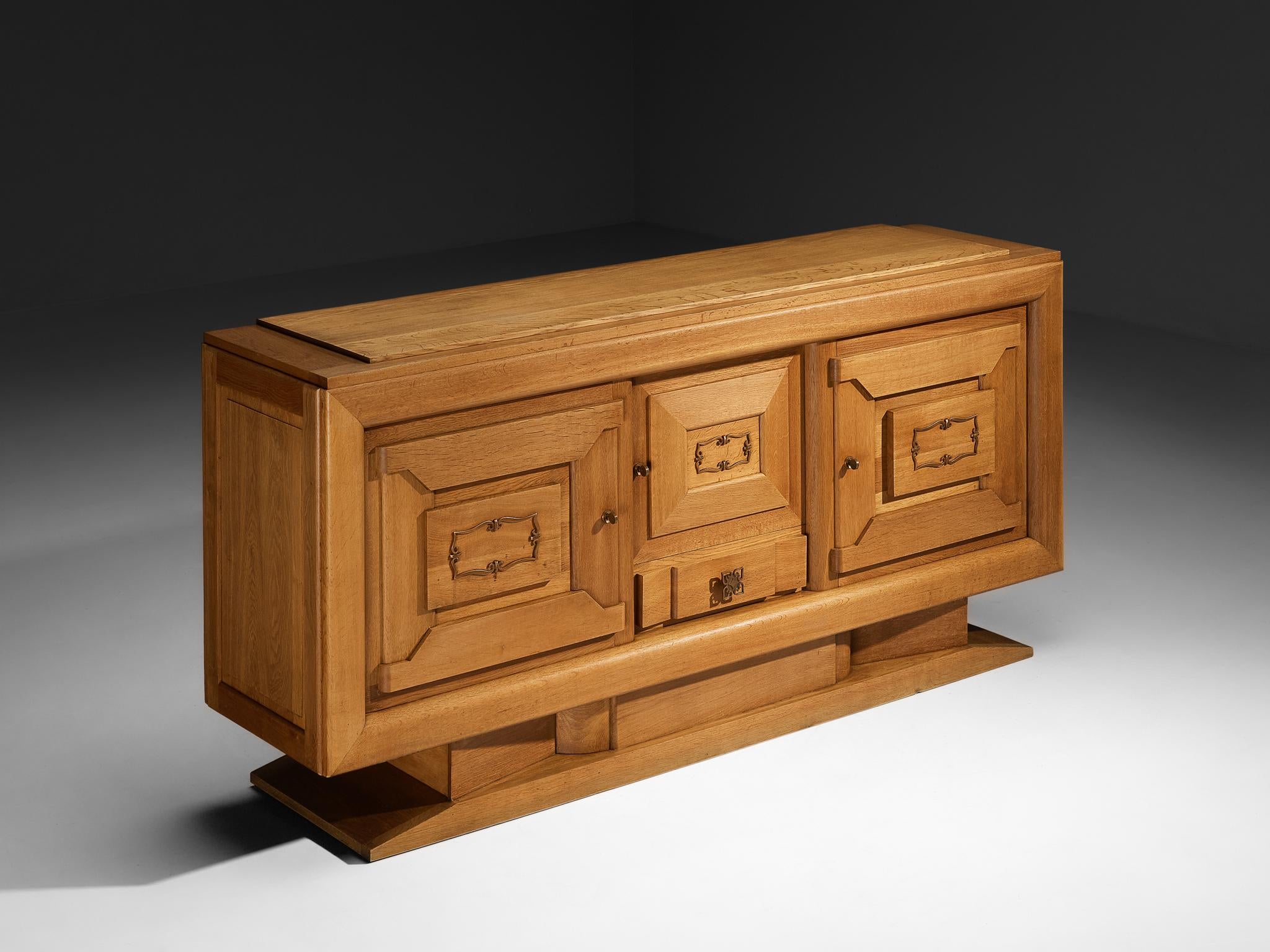 Art Deco Sideboard in Oak and Decorative Copper Detailing