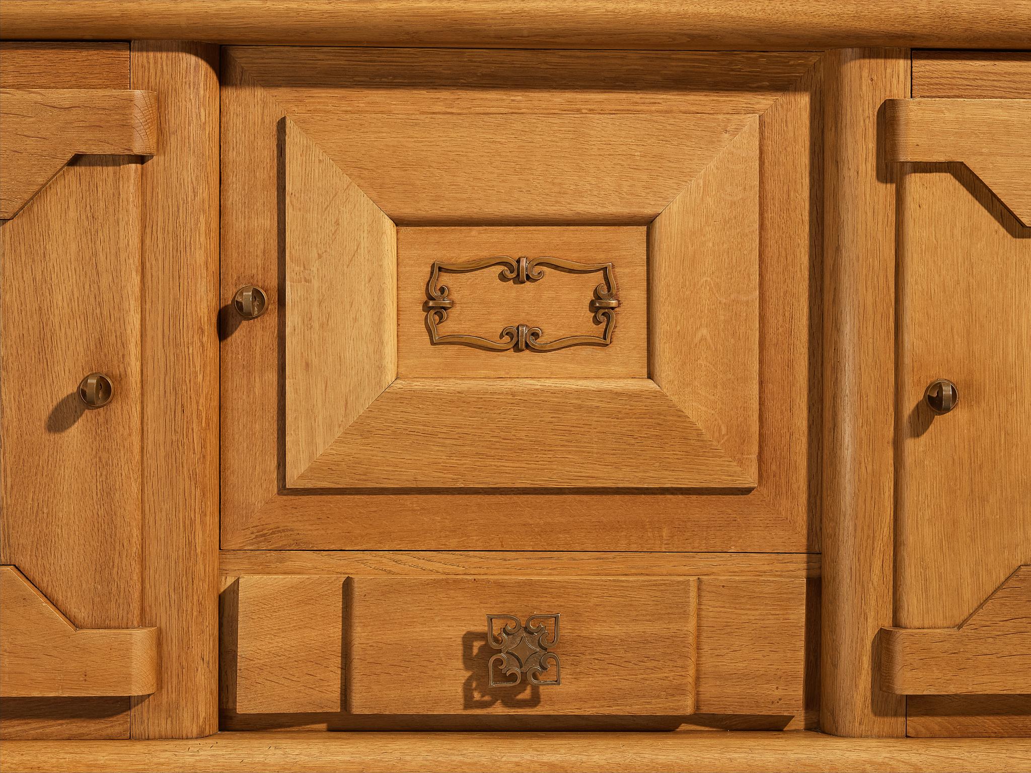 Art Deco Sideboard in Oak and Decorative Copper Detailing