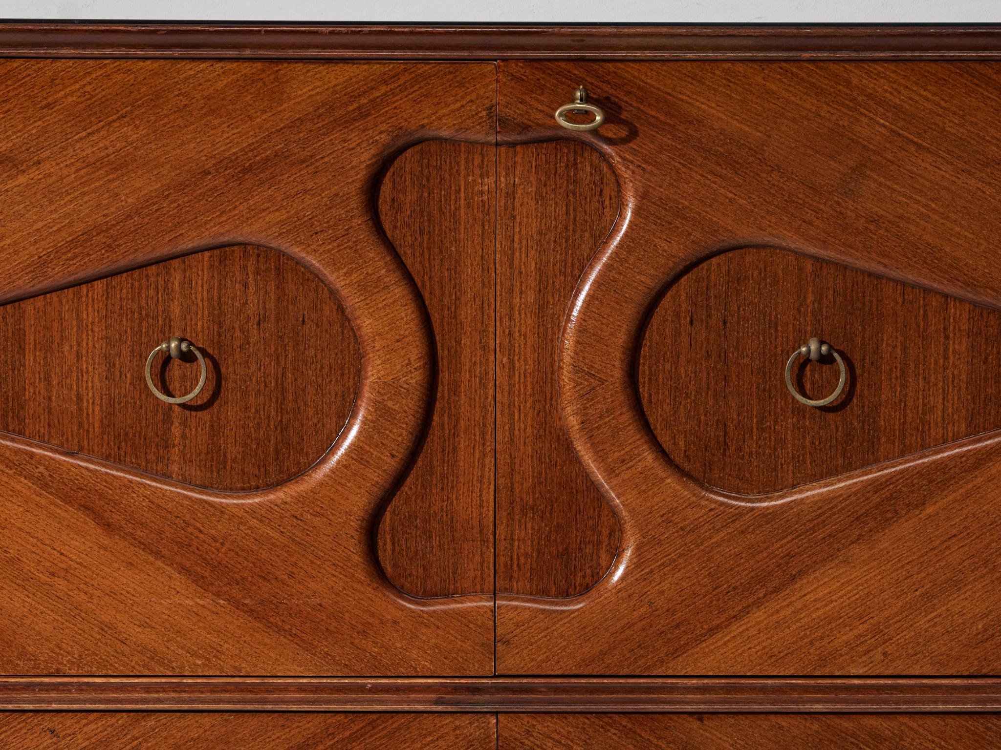 1950s Italian Bar Cabinet with Biomorphic Shapes in Mahogany