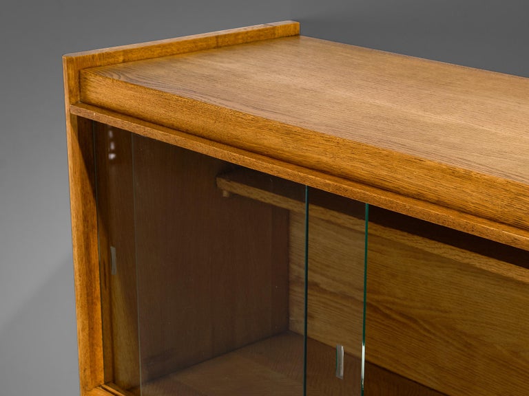 Guillerme & Chambron Cabinet in Solid Oak and Glass