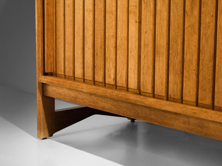 Guillerme & Chambron Cabinet in Solid Oak and Glass