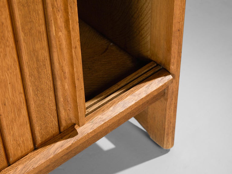 Guillerme & Chambron Cabinet in Solid Oak and Glass