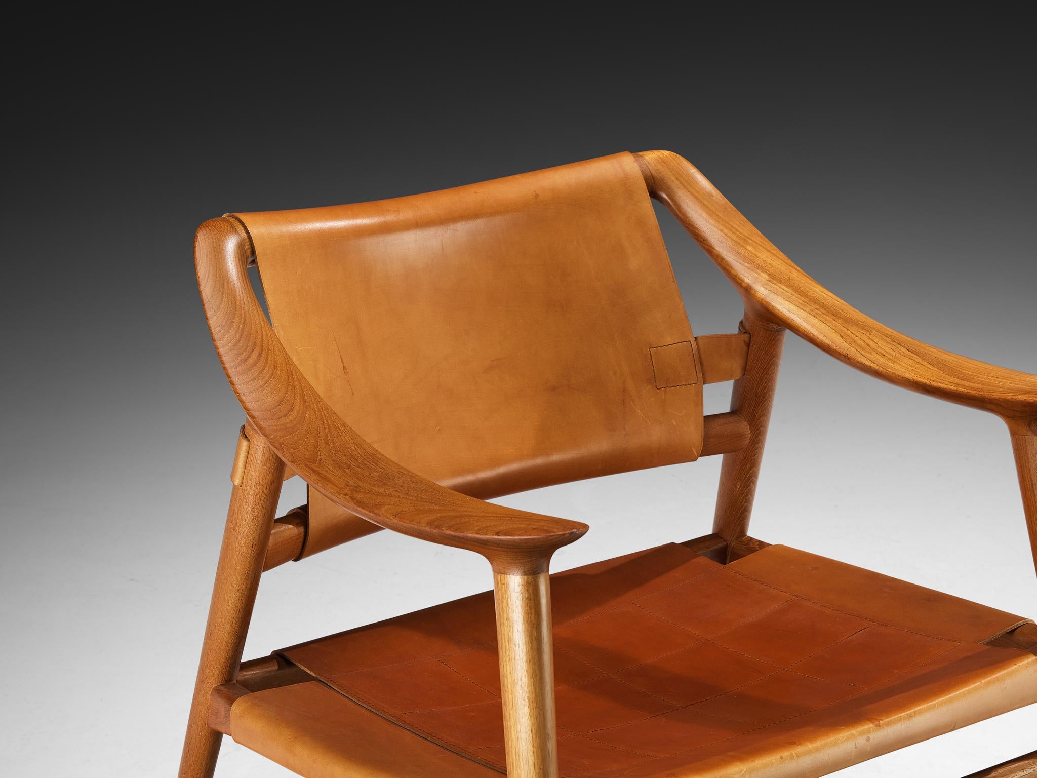 Sigurd Resell and Adolf Relling Pair of Bambi Lounge Chairs in Teak Leather