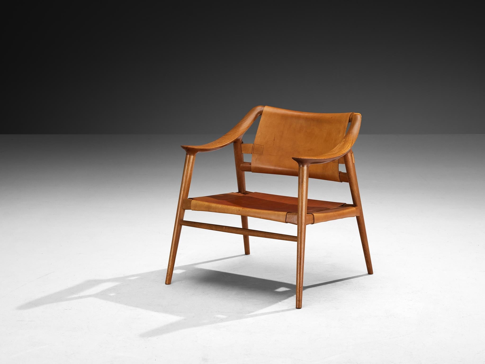 Sigurd Resell and Adolf Relling Pair of Bambi Lounge Chairs in Teak Leather