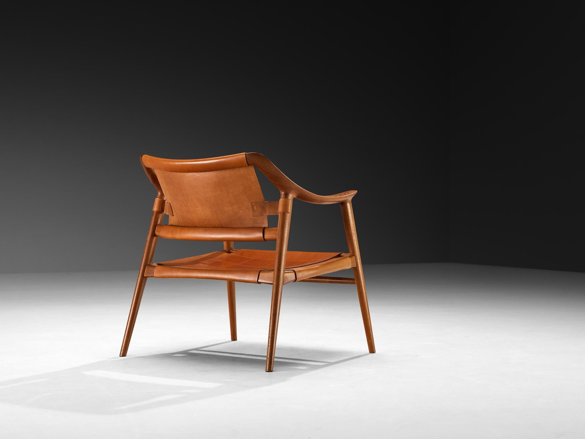 Sigurd Resell and Adolf Relling Pair of Bambi Lounge Chairs in Teak Leather